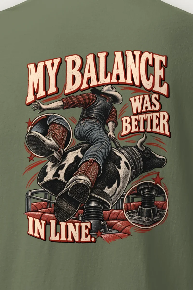 "My Balance Was Better in Line" Heavyweight Unisex Crewneck T-shirt - the graphic up close