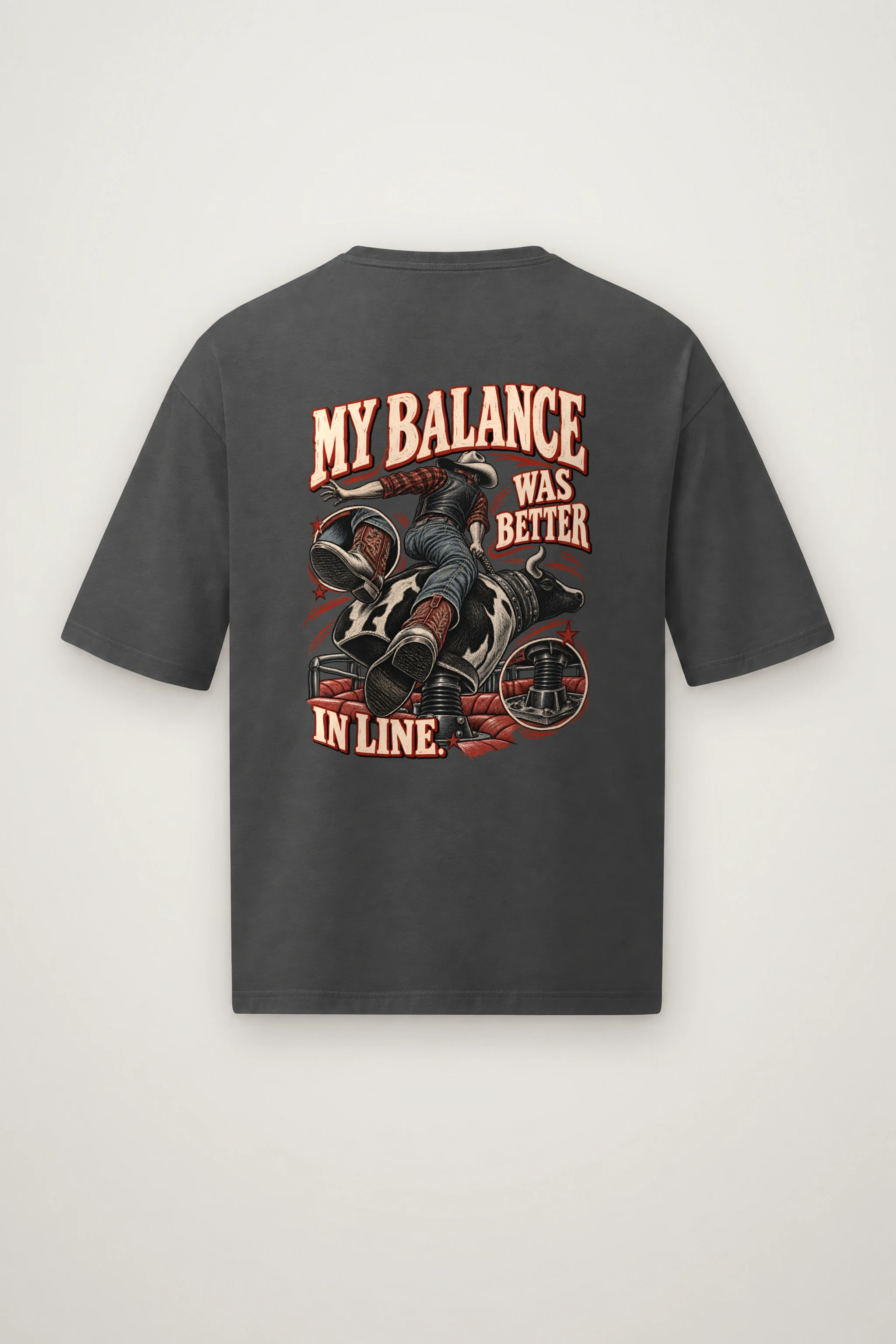 "My Balance Was Better in Line" Men's Oversized Heavyweight Crewneck T-Shirt