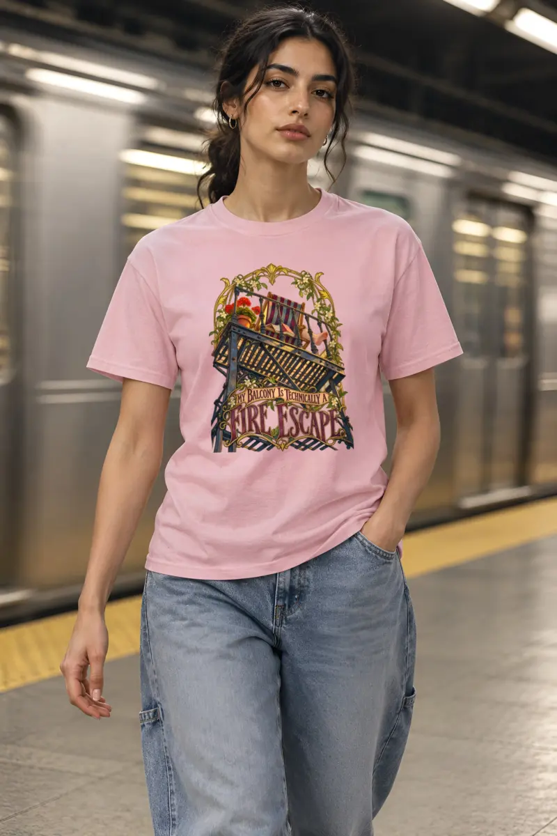 "My Balcony Is Technically a Fire Escape" Heavyweight Unisex Crewneck T-shirt