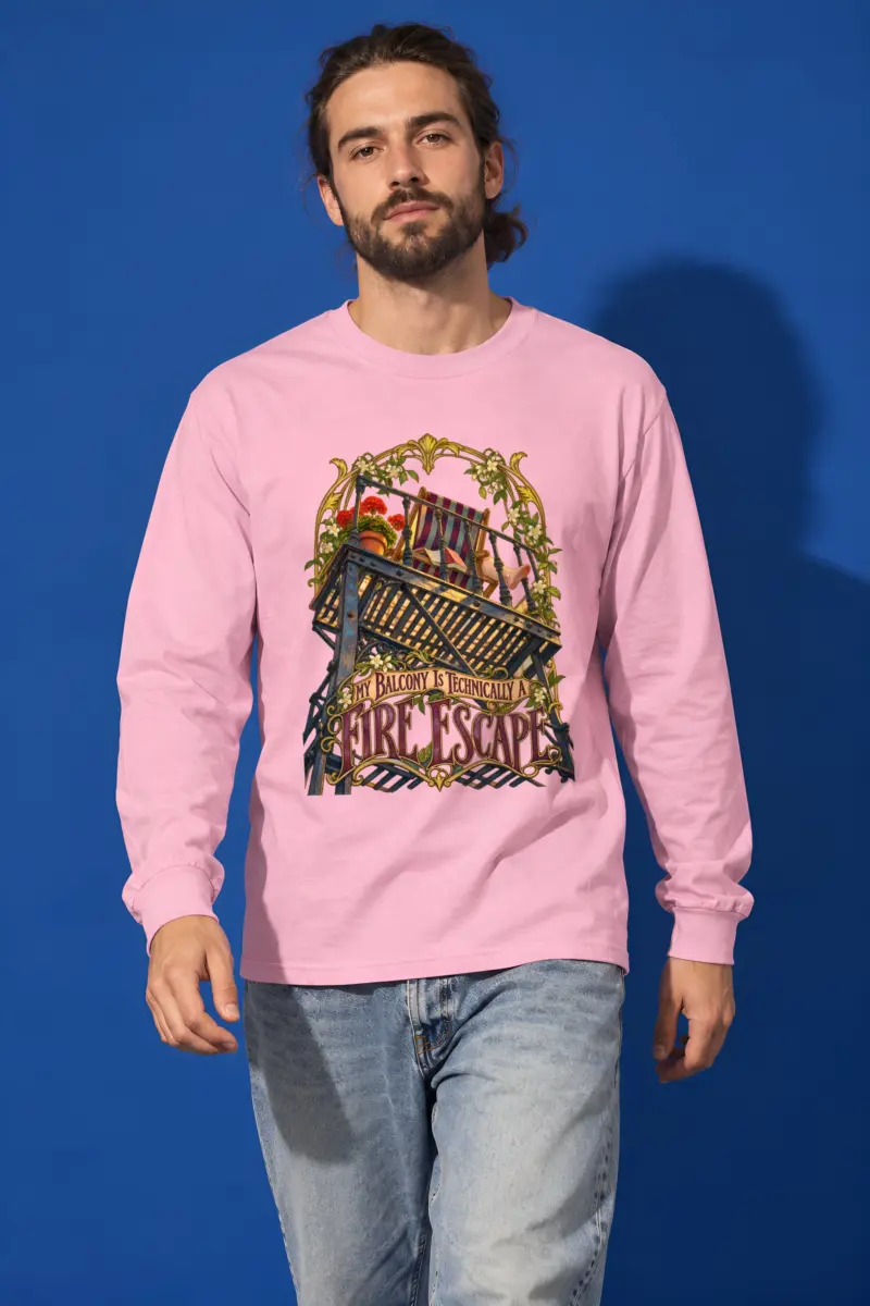 "My Balcony Is Technically a Fire Escape" Unisex Longsleeve T-shirt