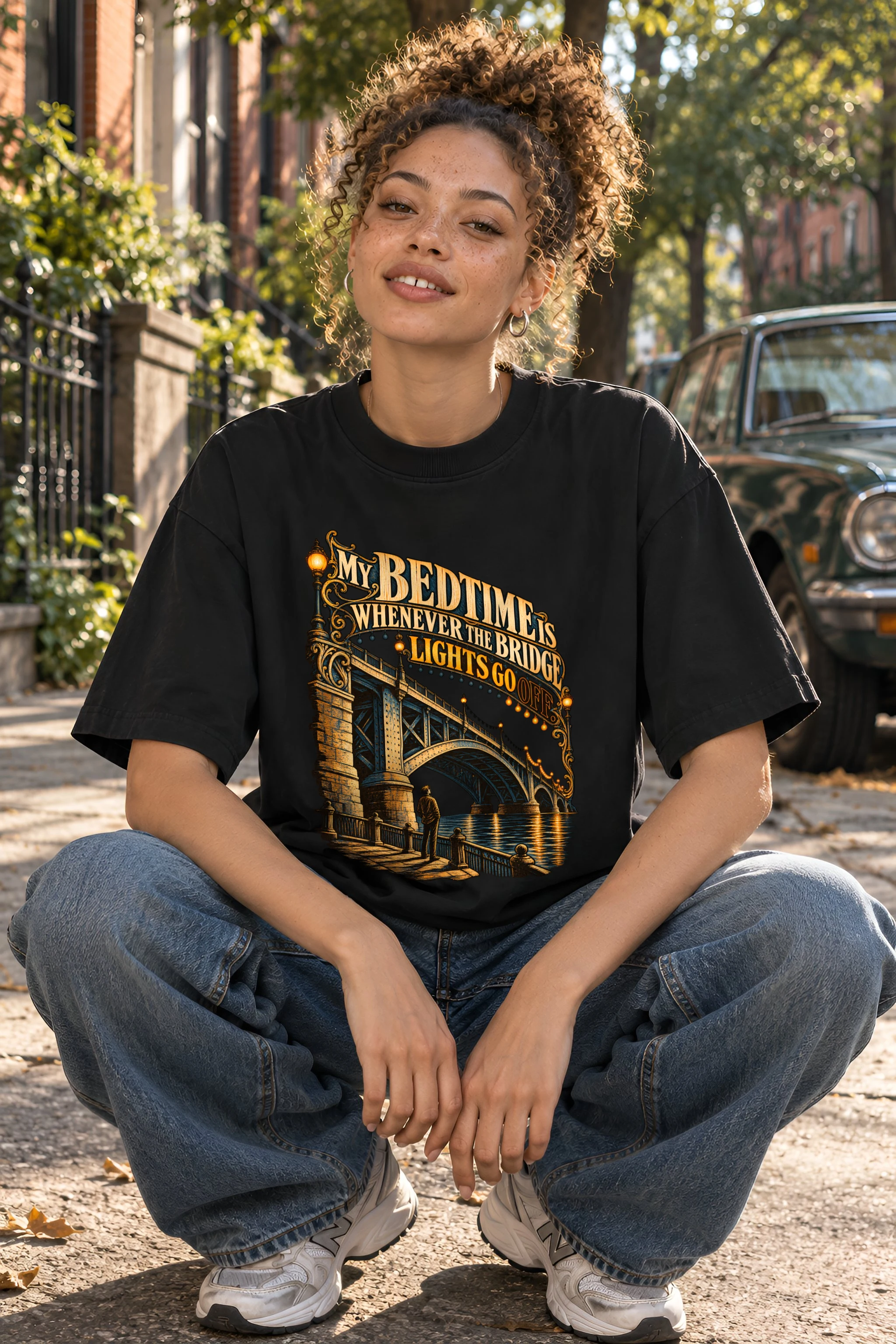 "My Bedtime Is Whenever" Unisex Oversized Heavyweight Crewneck T-Shirt