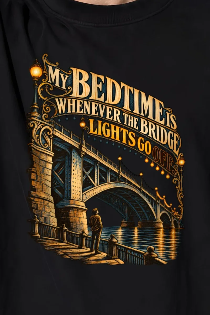 "My Bedtime Is Whenever" Unisex Oversized Heavyweight Crewneck T-Shirt - the graphic up close
