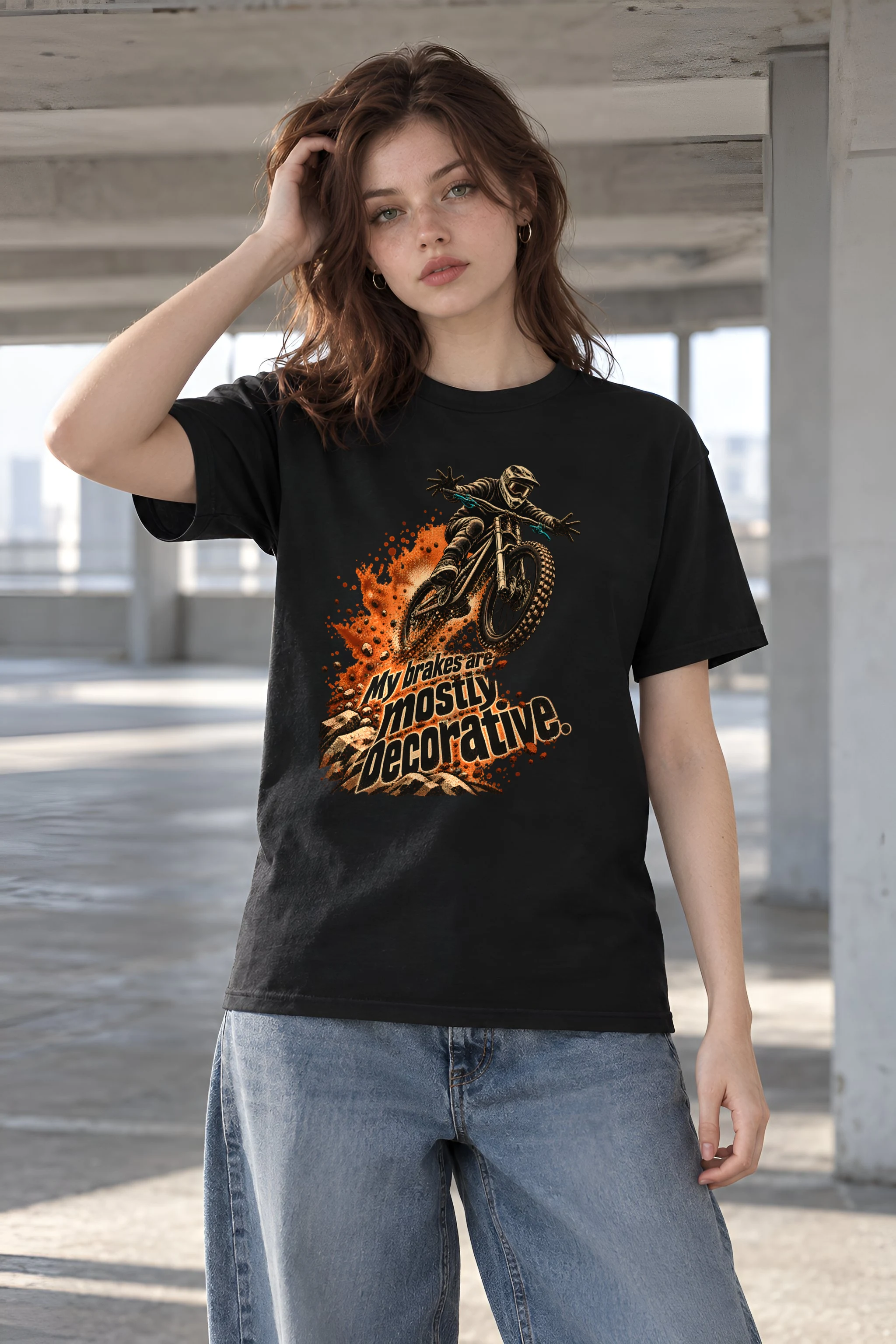 "My Brakes Are Mostly Decorative" Heavyweight Unisex Crewneck T-shirt
