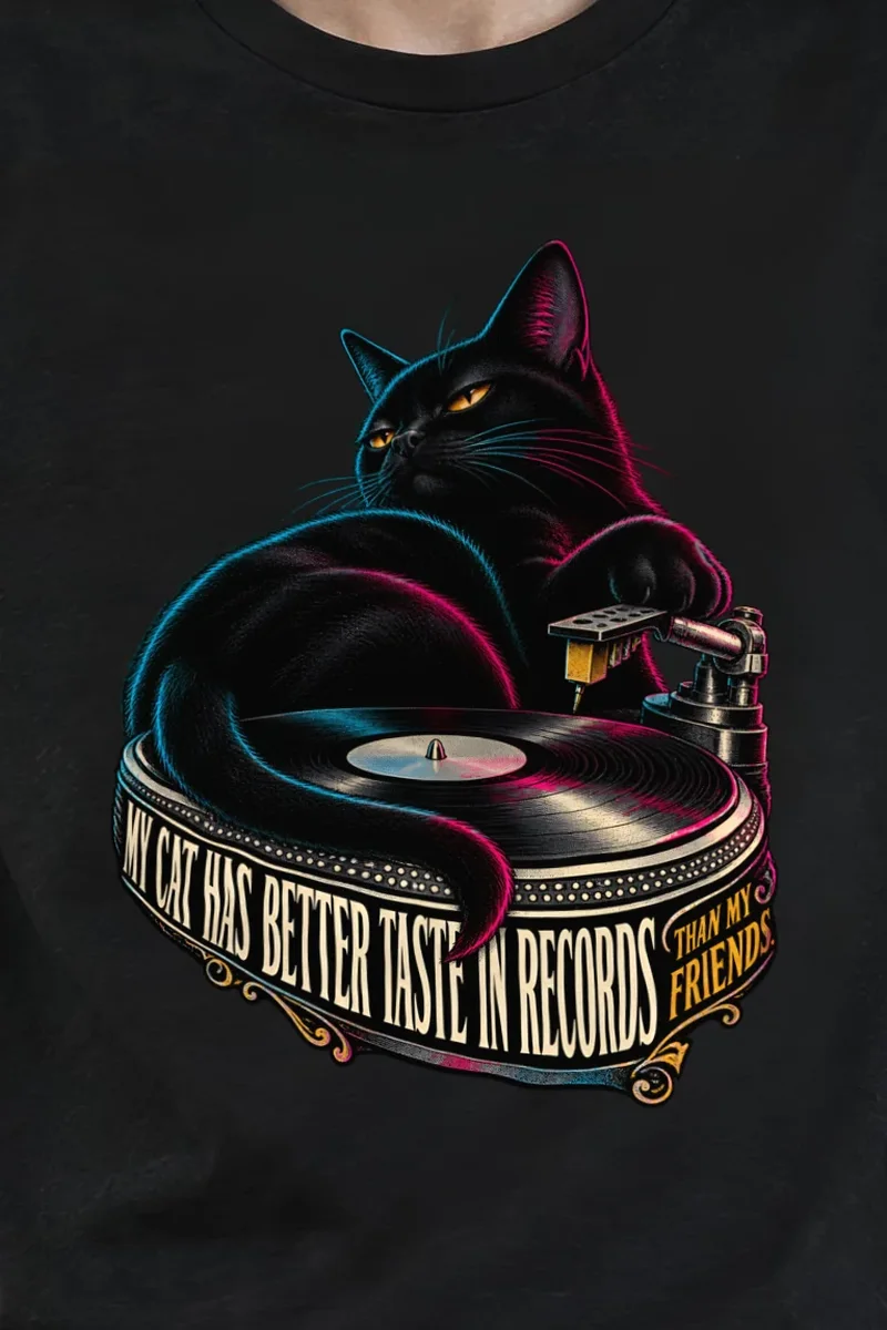 "My Cat Has Better Taste" Heavyweight Unisex Crewneck T-shirt - the graphic up close