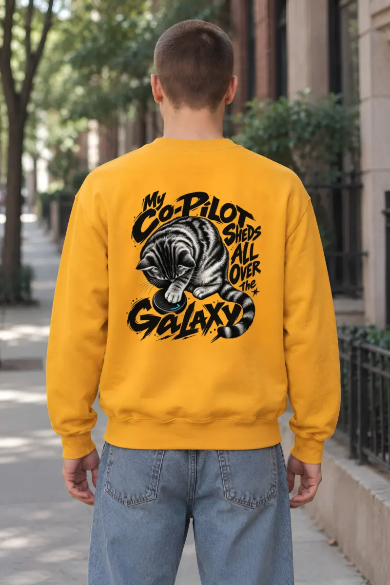 “My Co-Pilot Sheds All Over the Galaxy” Heavy Blend Unisex Crewneck Sweatshirt