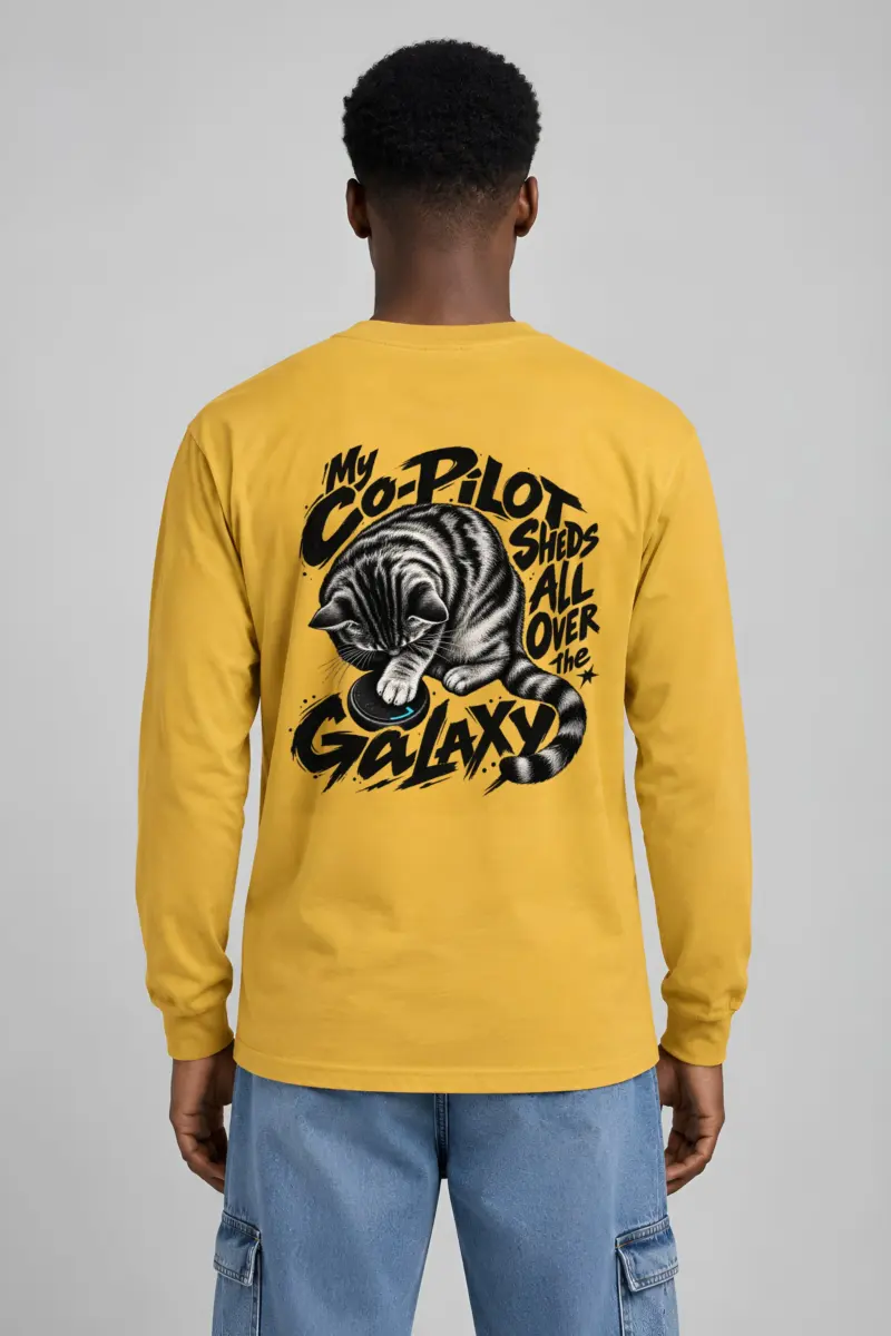 “My Co-Pilot Sheds All Over the Galaxy” Unisex Longsleeve T-shirt
