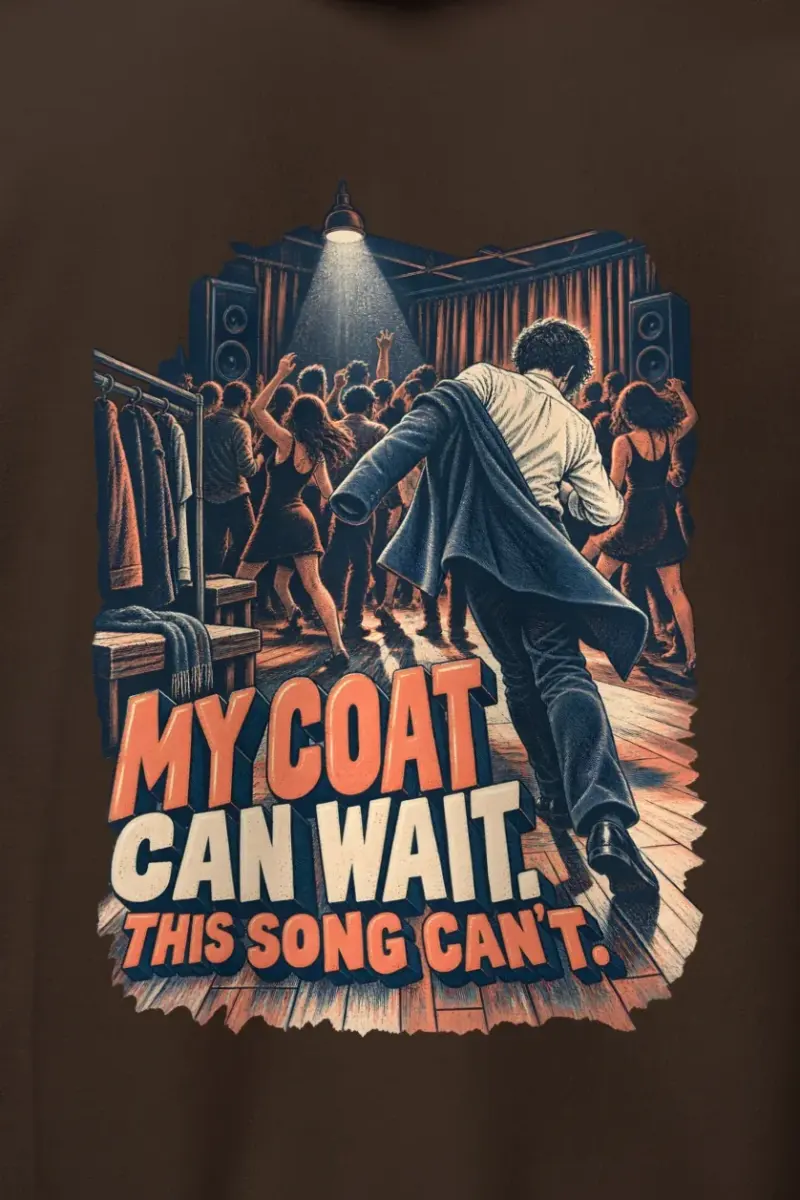 "My Coat Can Wait" Heavy Blend Unisex Pullover Hoodie - the graphic up close