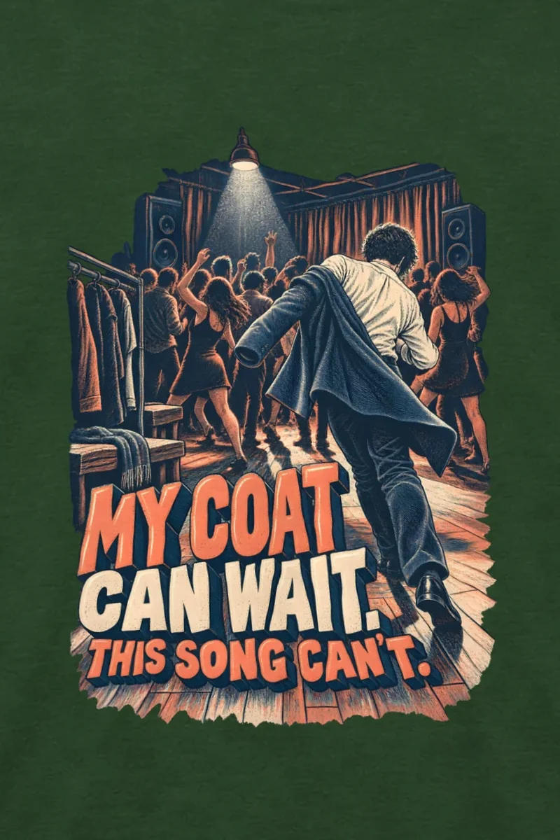 "My Coat Can Wait" Unisex Longsleeve T-shirt - the graphic up close