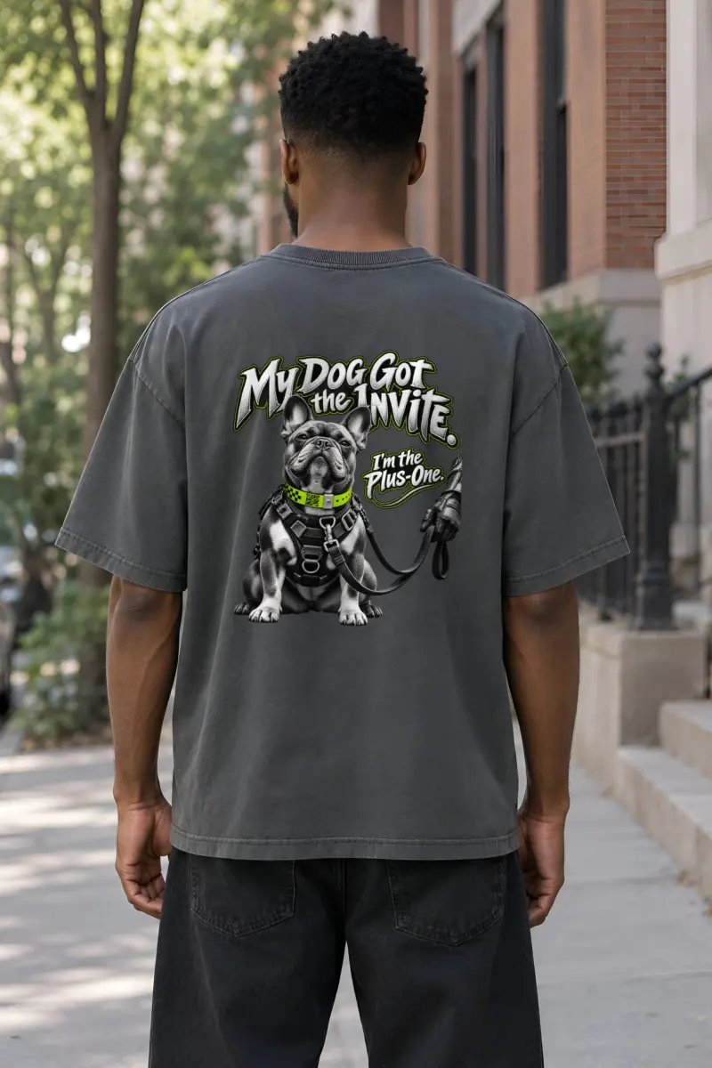 "My Dog Got the Invite" Unisex Oversized Heavyweight Crewneck T-Shirt