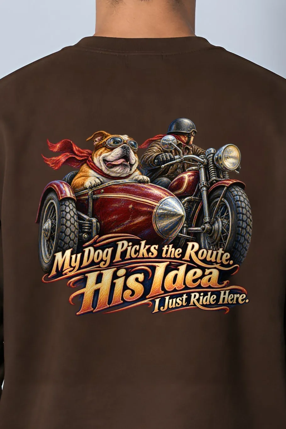 "My Dog Picks the Route" Heavy Blend Unisex Crewneck Sweatshirt - the graphic up close