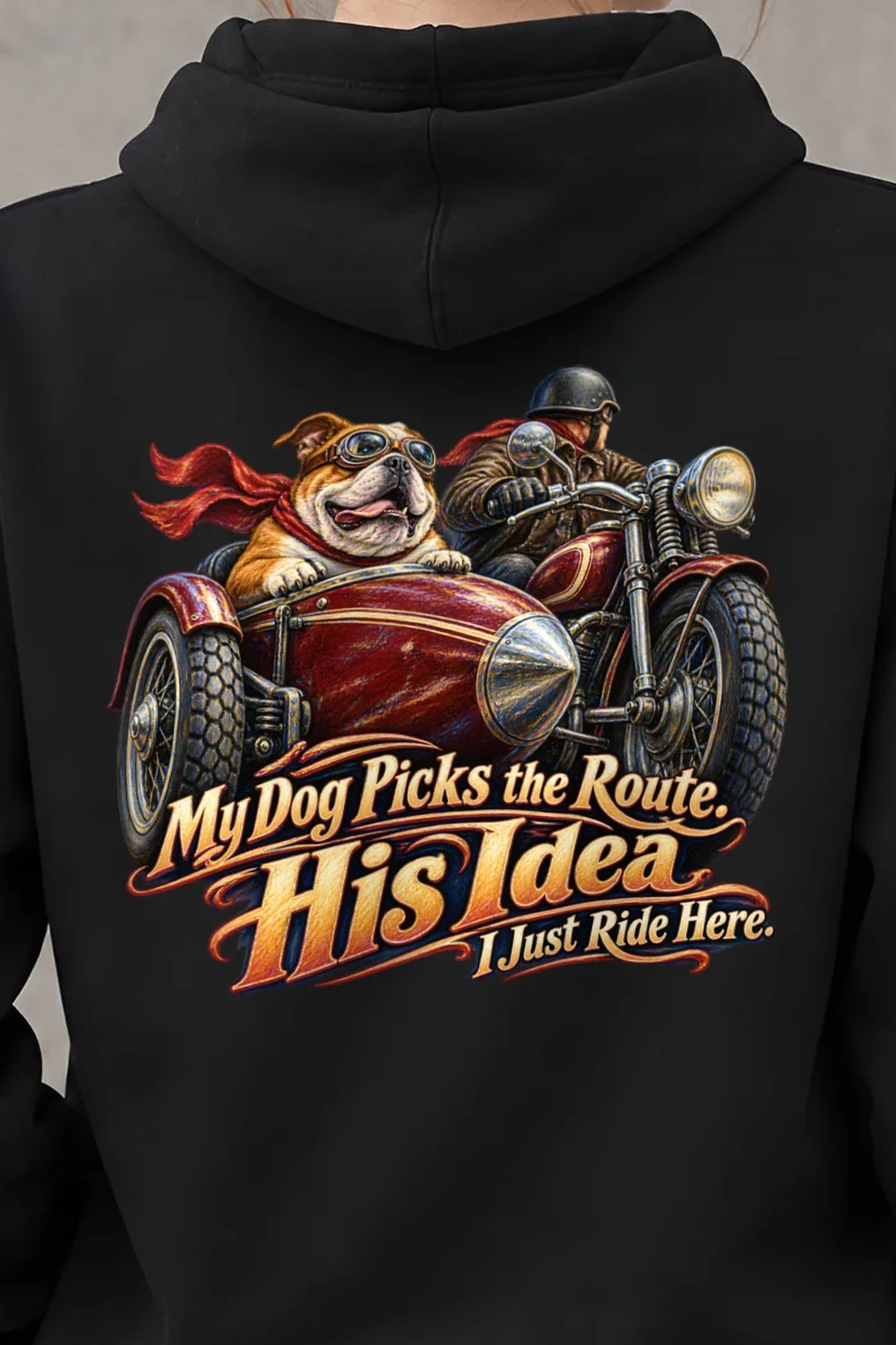 "My Dog Picks the Route" Heavy Blend Unisex Pullover Hoodie - the graphic up close