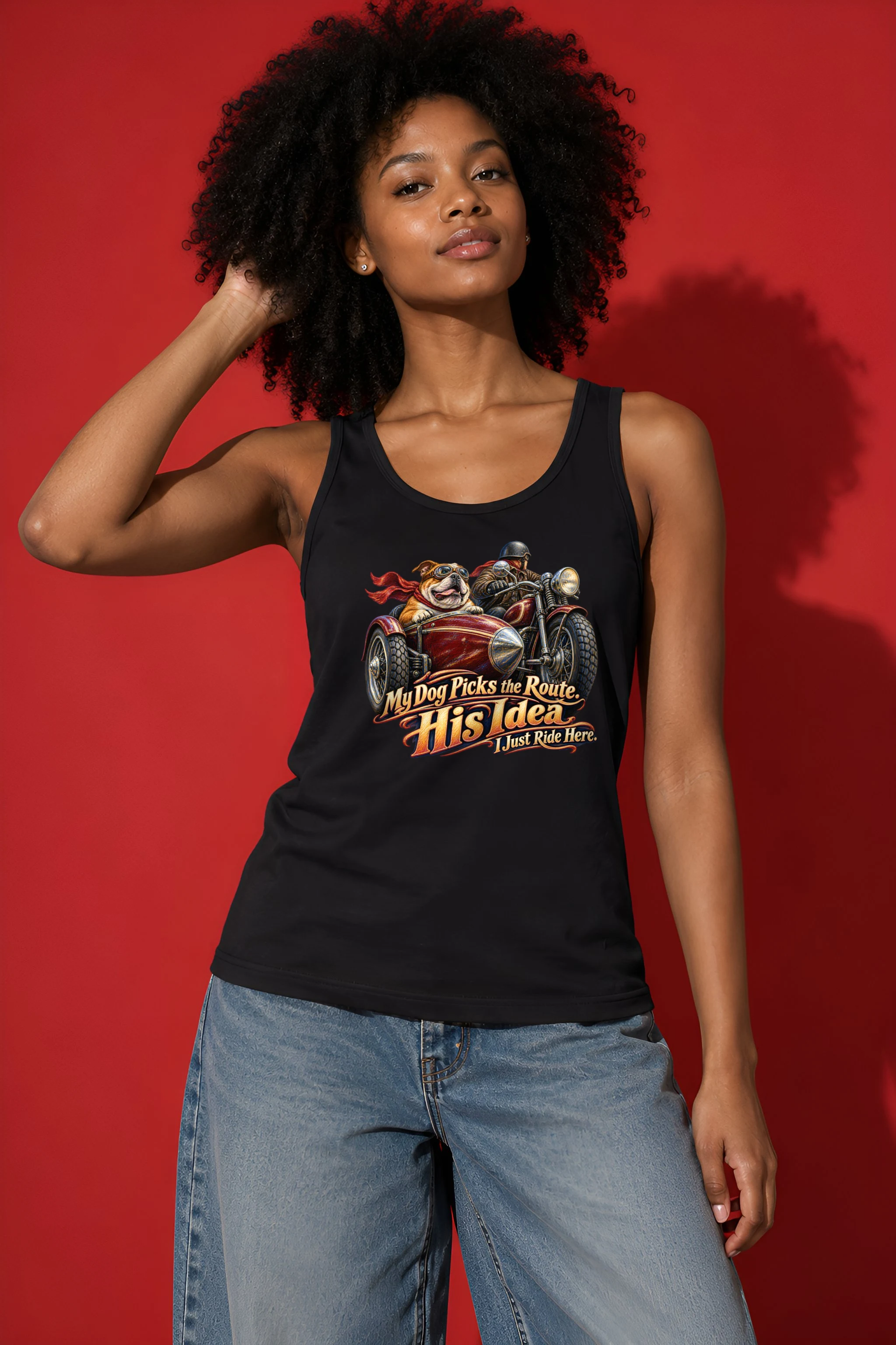 "My Dog Picks the Route" Unisex Jersey Tank