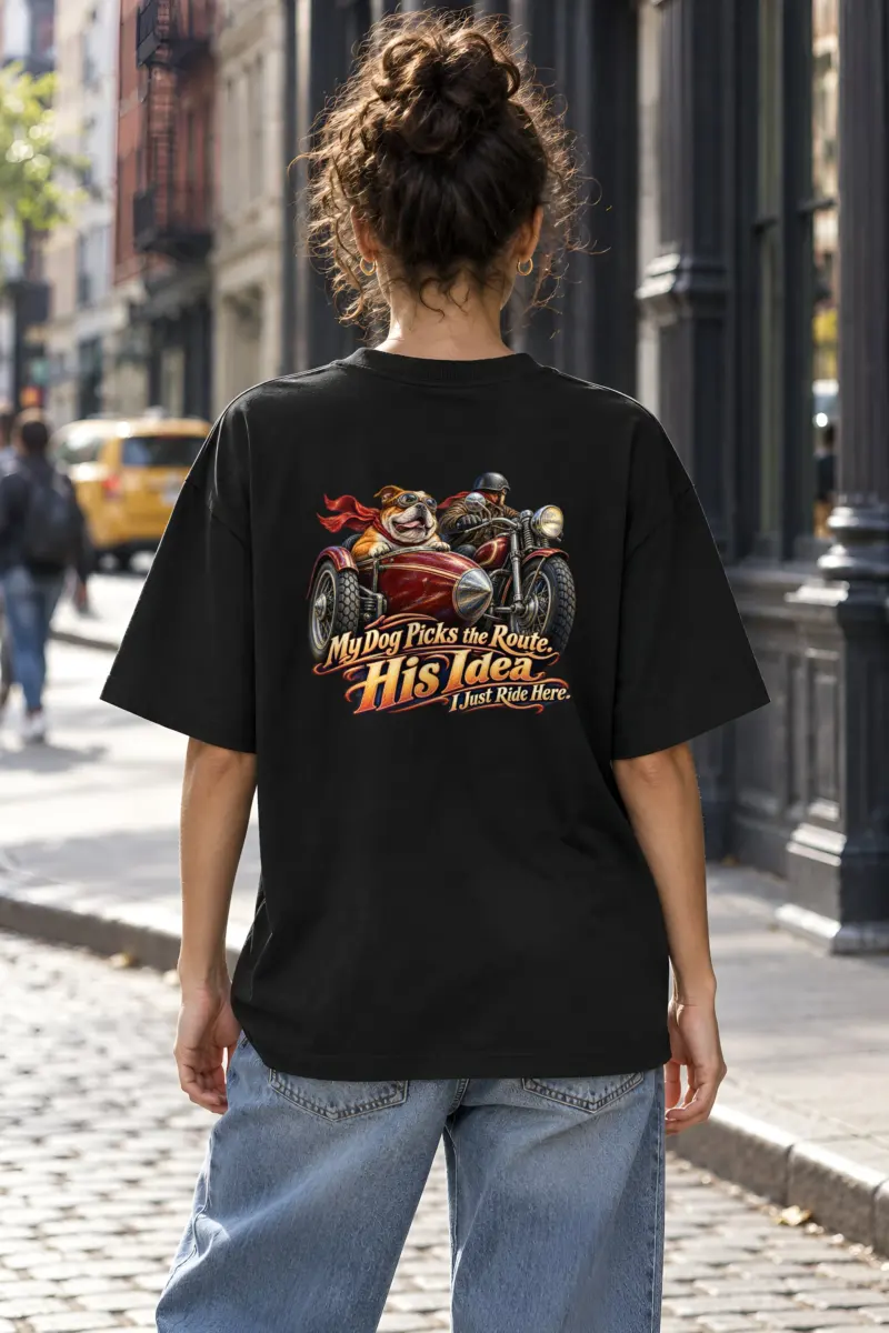 "My Dog Picks the Route" Unisex Oversized Heavyweight Crewneck T-Shirt