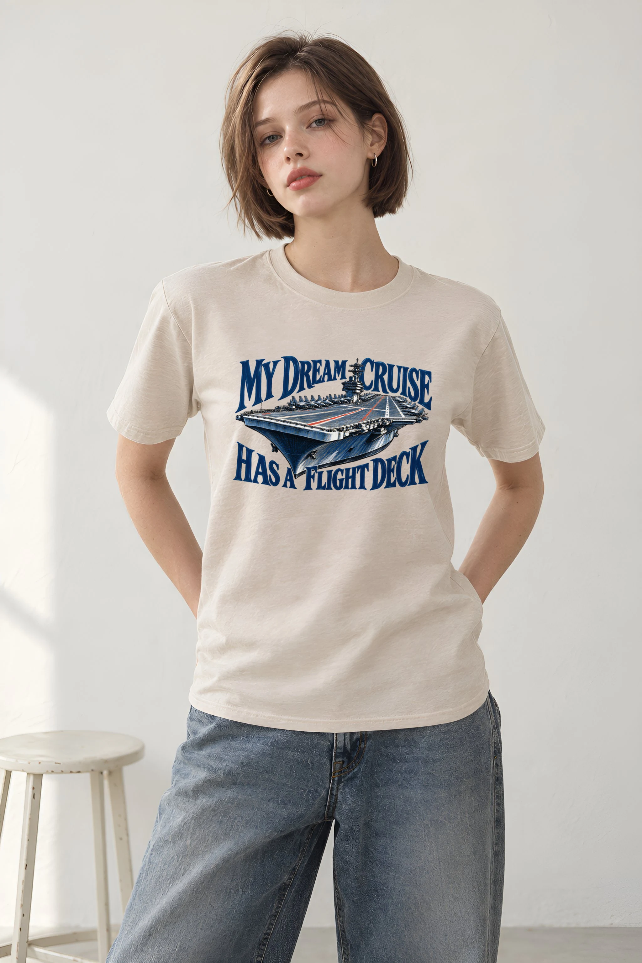 "My Dream Cruise Has a Flight Deck" Heavyweight Unisex Crewneck T-shirt