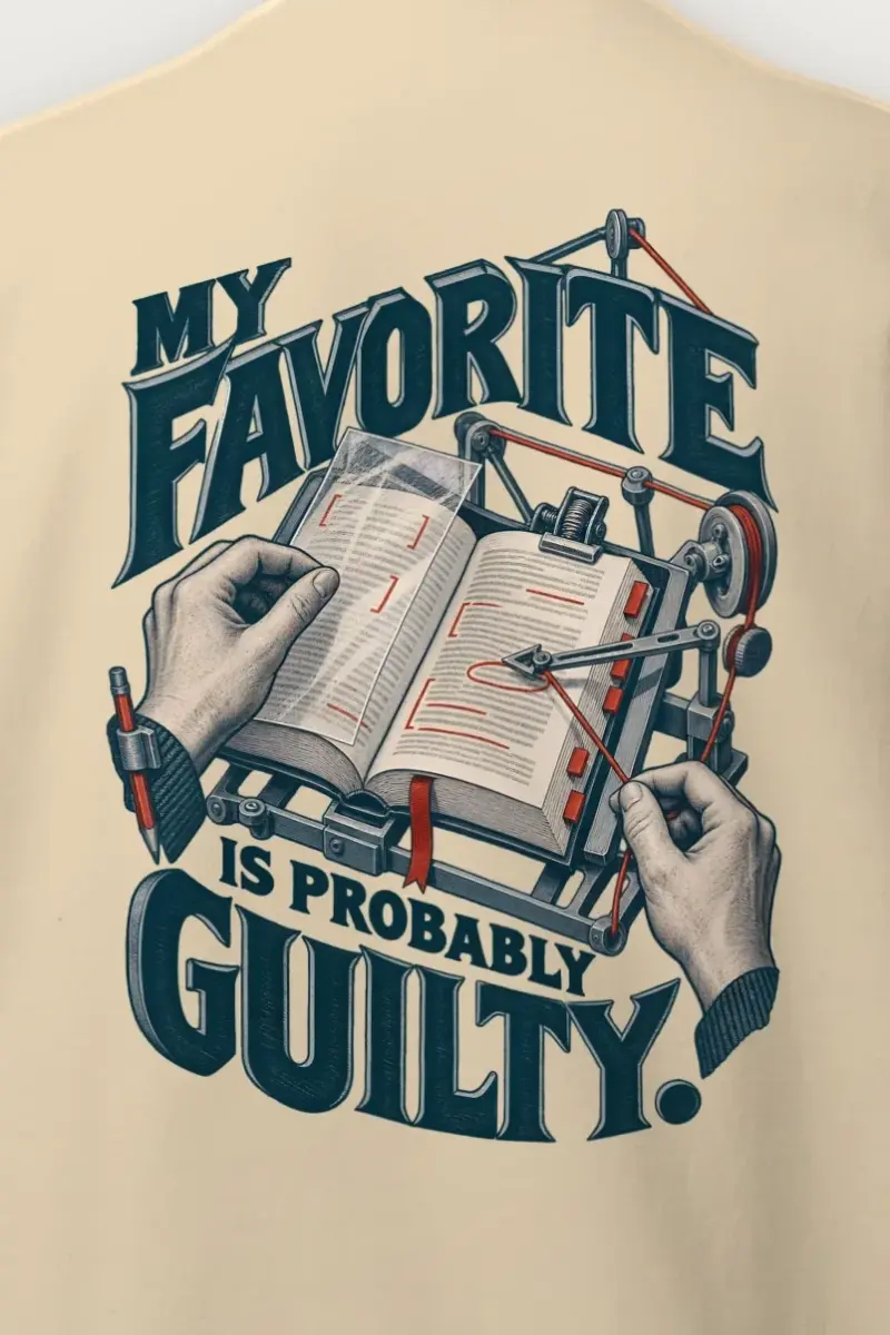 "My Favorite Is Probably Guilty" Heavy Blend Unisex Crewneck Sweatshirt - the graphic up close
