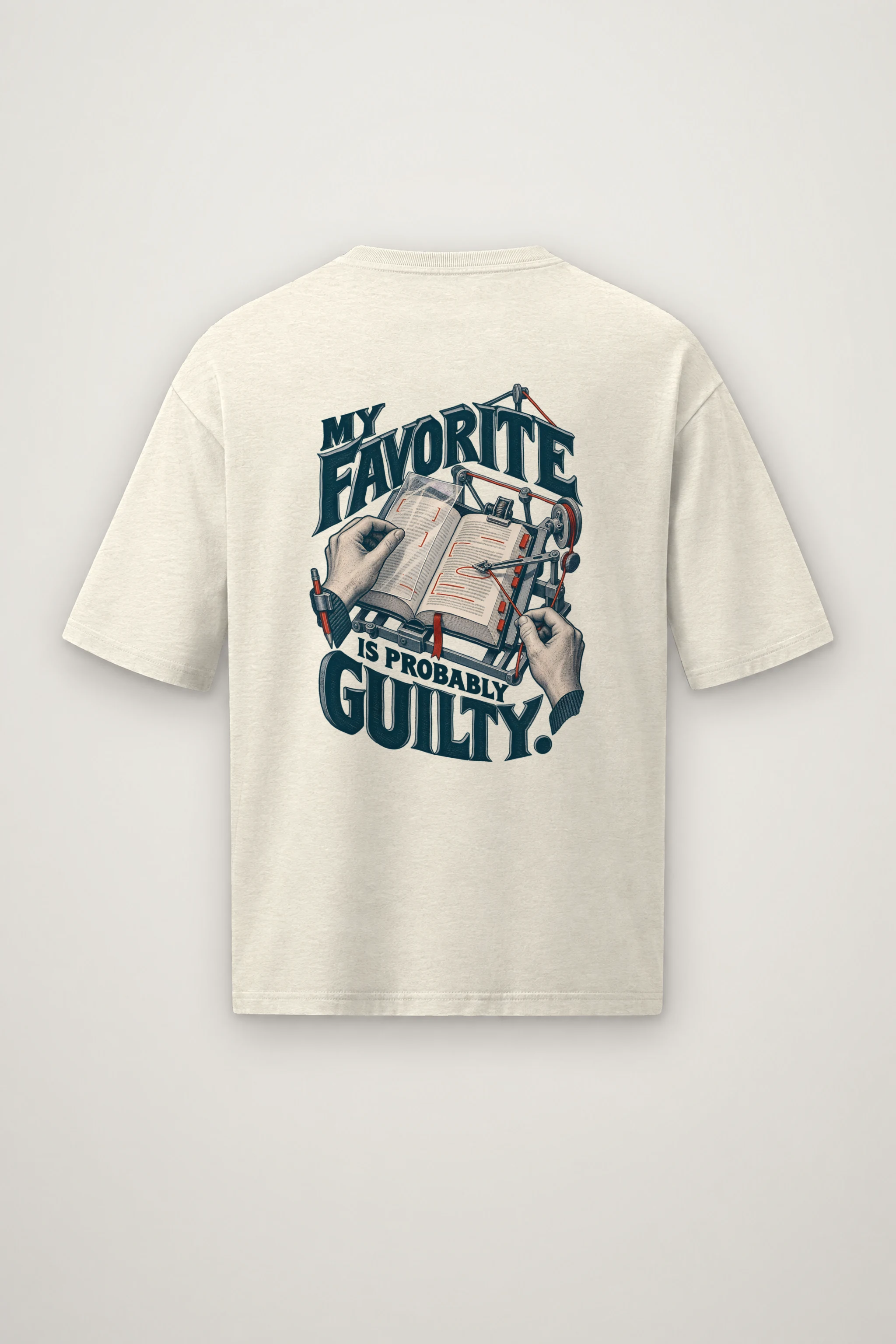 "My Favorite Is Probably Guilty" Men's Oversized Heavyweight Crewneck T-Shirt