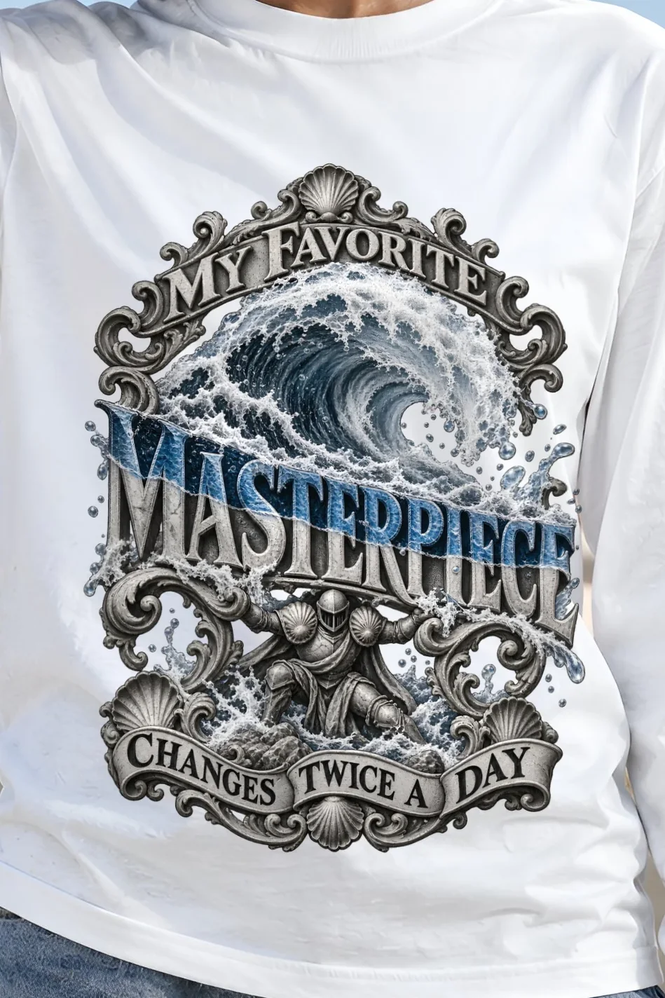 "My Favorite Masterpiece" Unisex Longsleeve T-shirt - the graphic up close