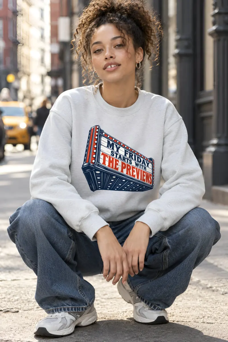 “My Friday Starts With the Previews” Heavy Blend Unisex Crewneck Sweatshirt