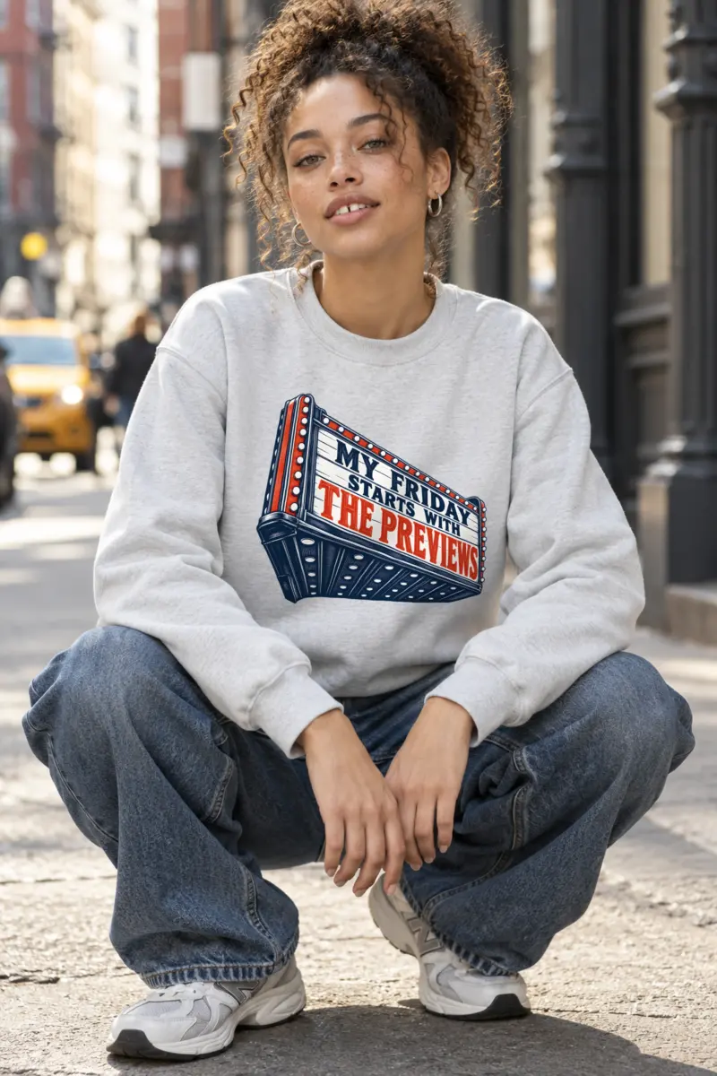 “My Friday Starts With the Previews” Heavy Blend Unisex Crewneck Sweatshirt
