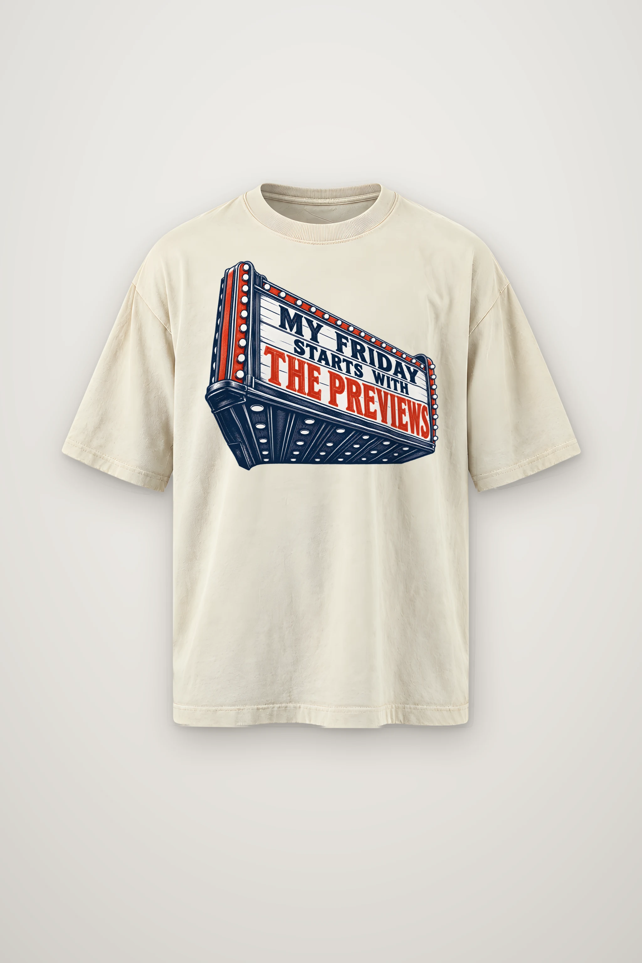 "My Friday Starts With the Previews" Men's Oversized Heavyweight Crewneck T-Shirt