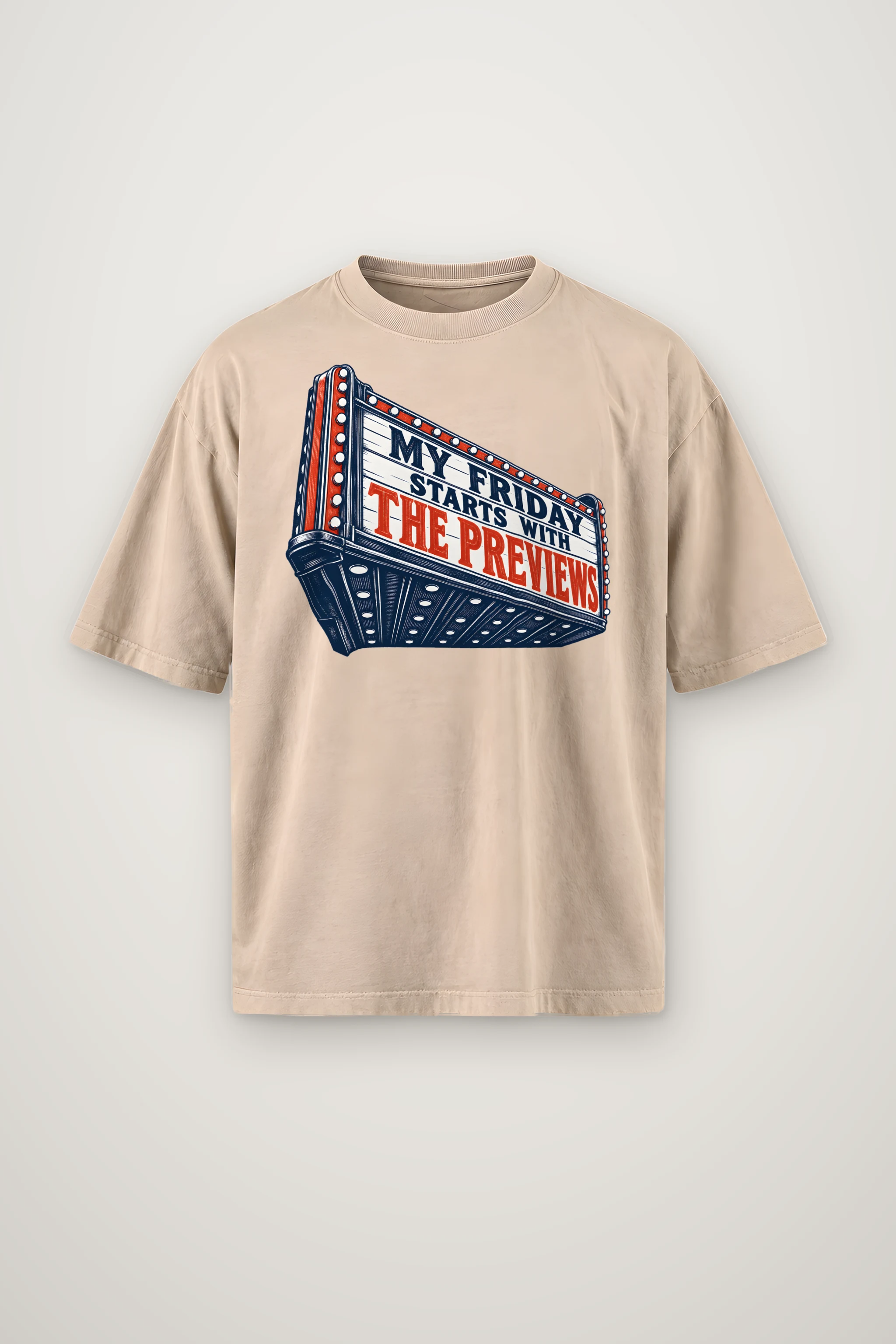 "My Friday Starts With the Previews" Men's Oversized Heavyweight Crewneck T-Shirt