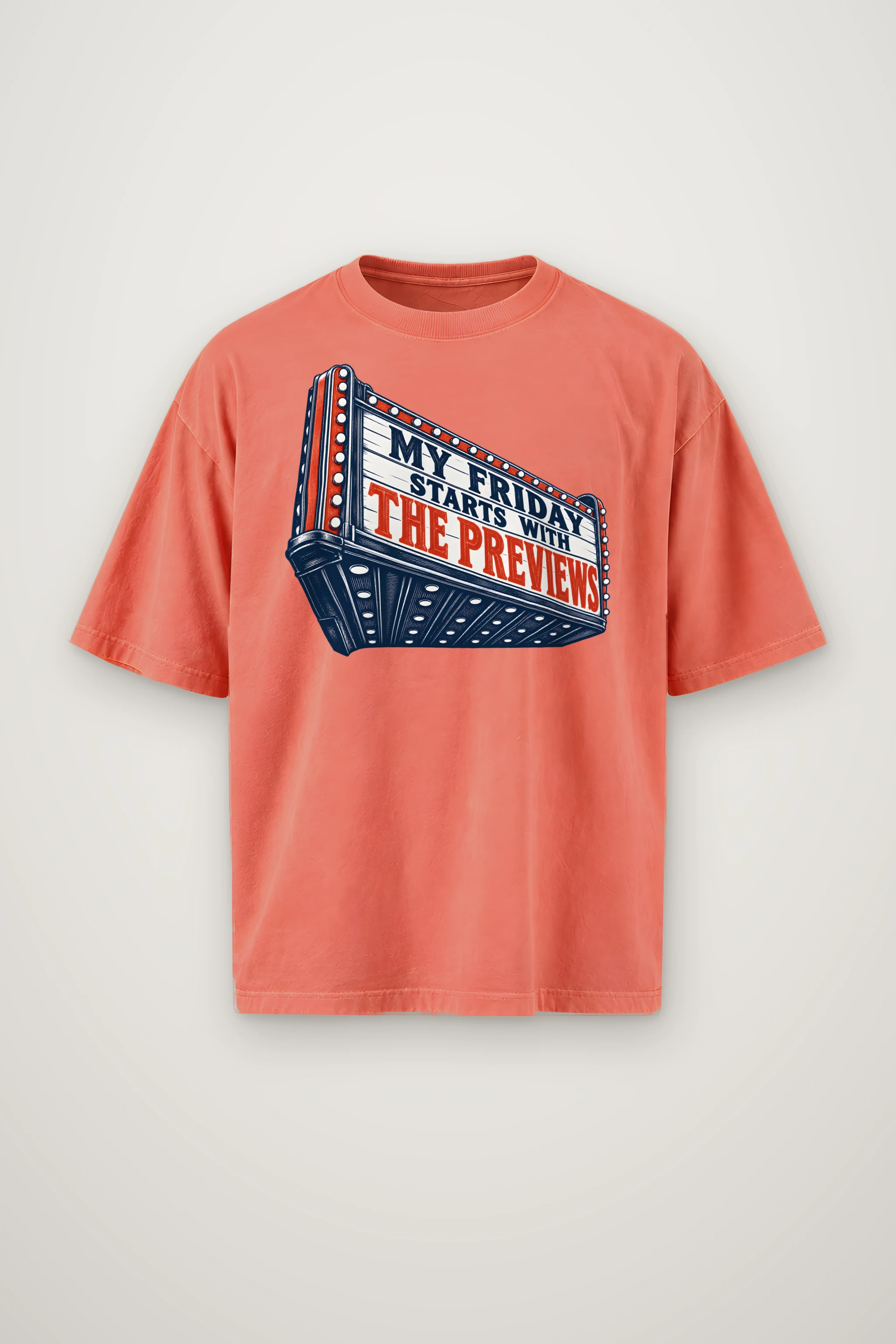 "My Friday Starts With the Previews" Men's Oversized Heavyweight Crewneck T-Shirt
