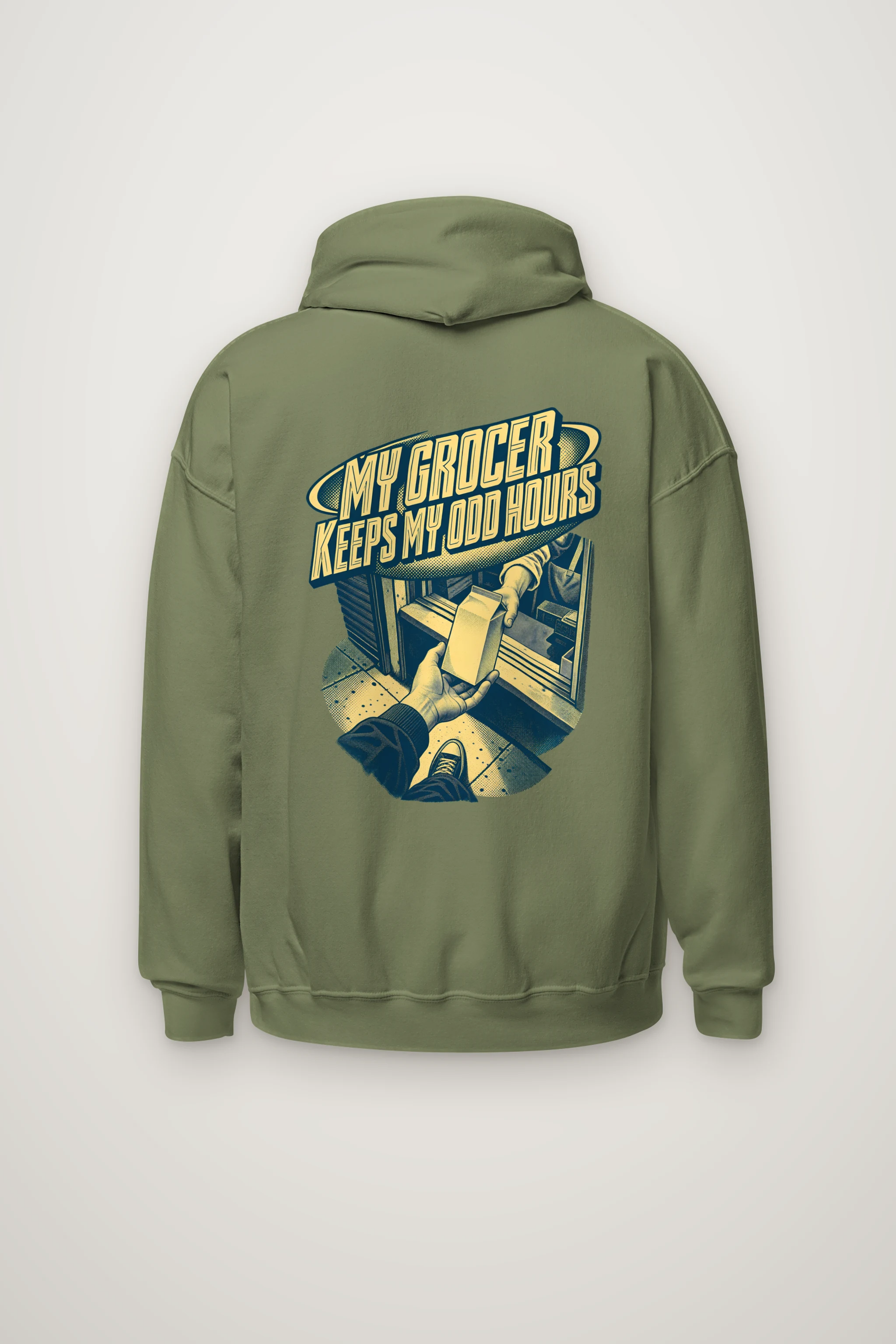 "MY GROCER KEEPS MY ODD HOURS" Heavy Blend Unisex Pullover Hoodie