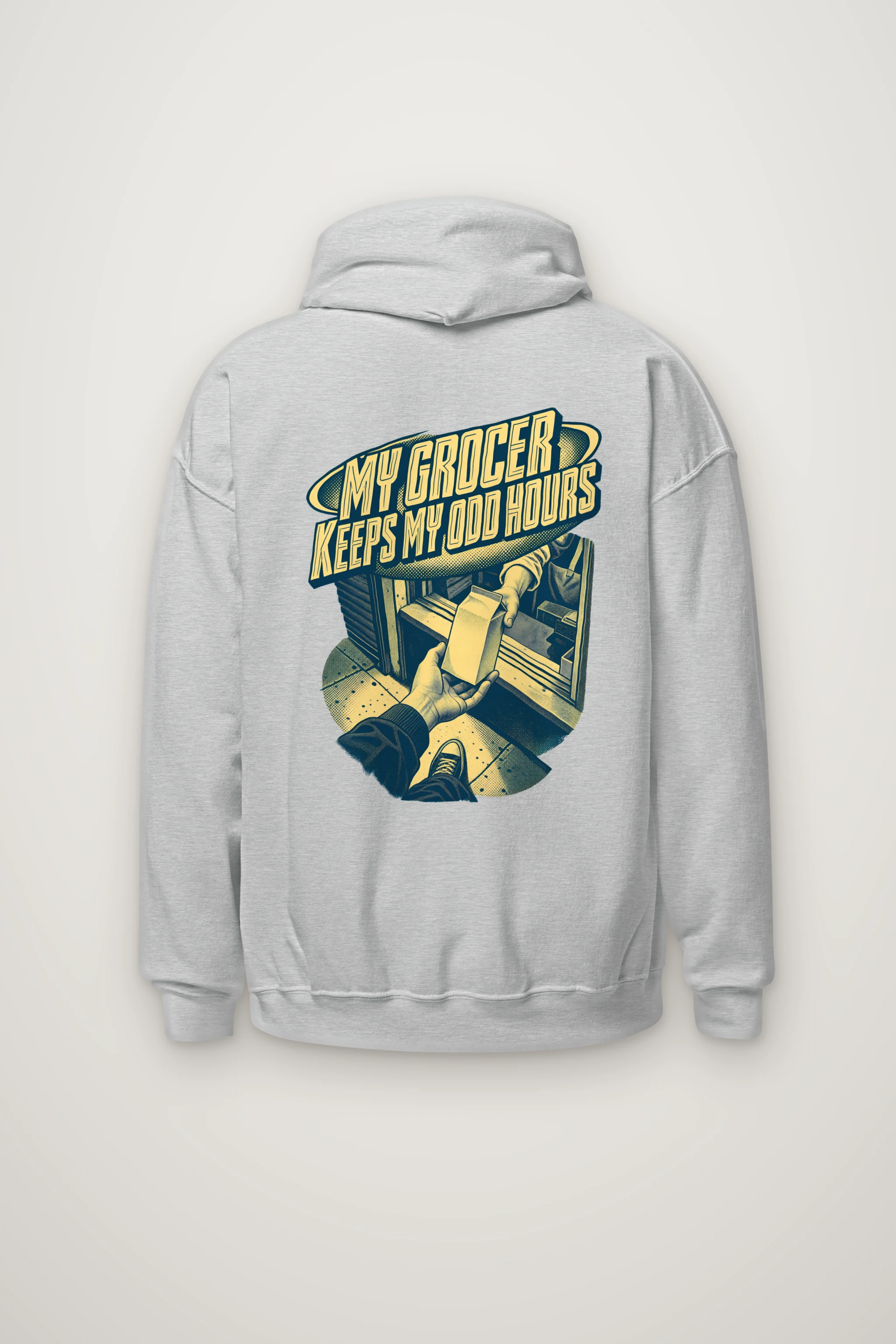 "MY GROCER KEEPS MY ODD HOURS" Heavy Blend Unisex Pullover Hoodie