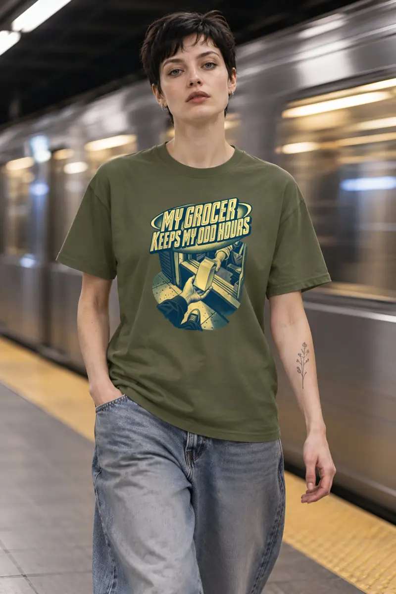 "MY GROCER KEEPS MY ODD HOURS" Heavyweight Unisex Crewneck T-shirt