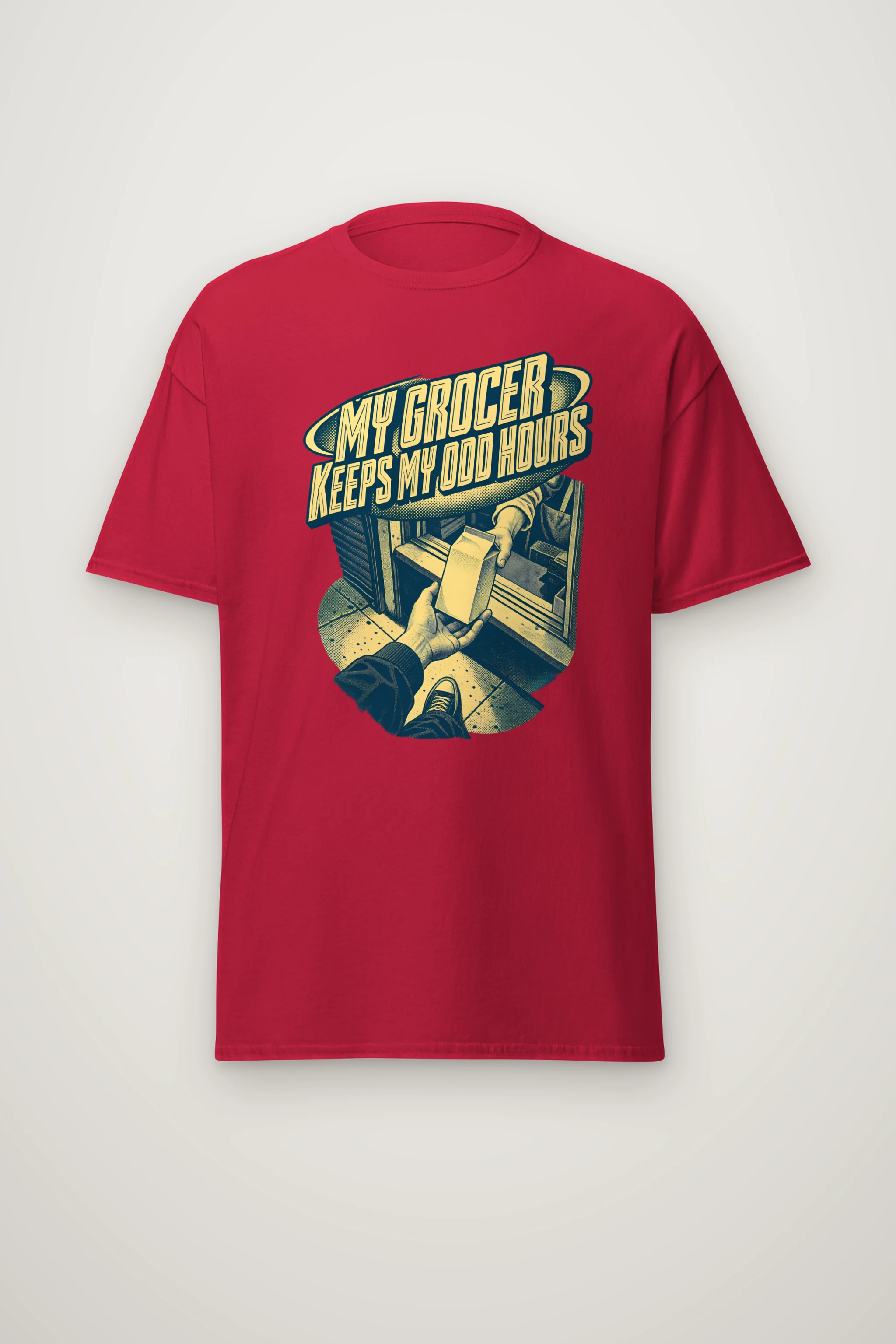 "MY GROCER KEEPS MY ODD HOURS" Heavyweight Unisex Crewneck T-shirt