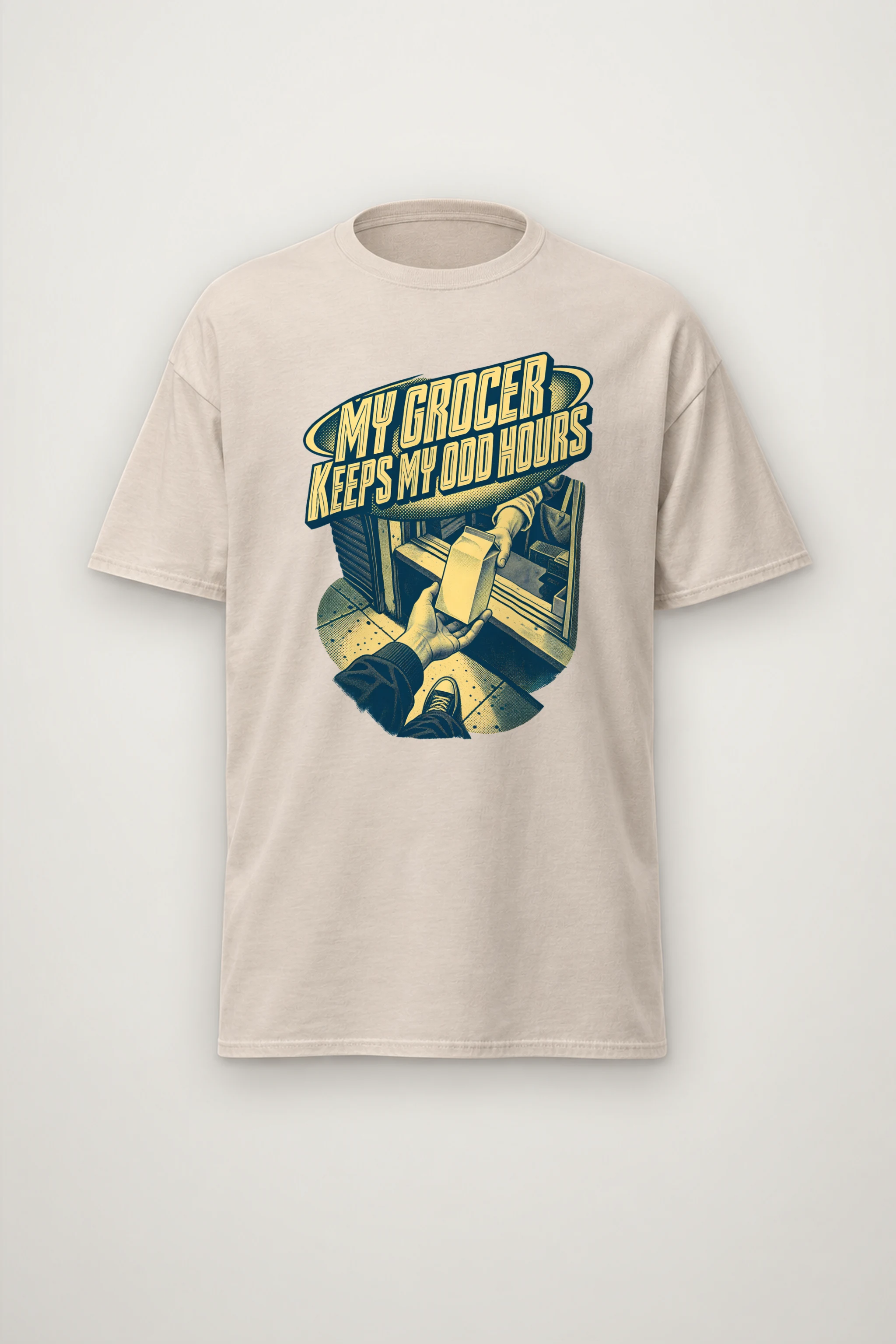 "MY GROCER KEEPS MY ODD HOURS" Heavyweight Unisex Crewneck T-shirt