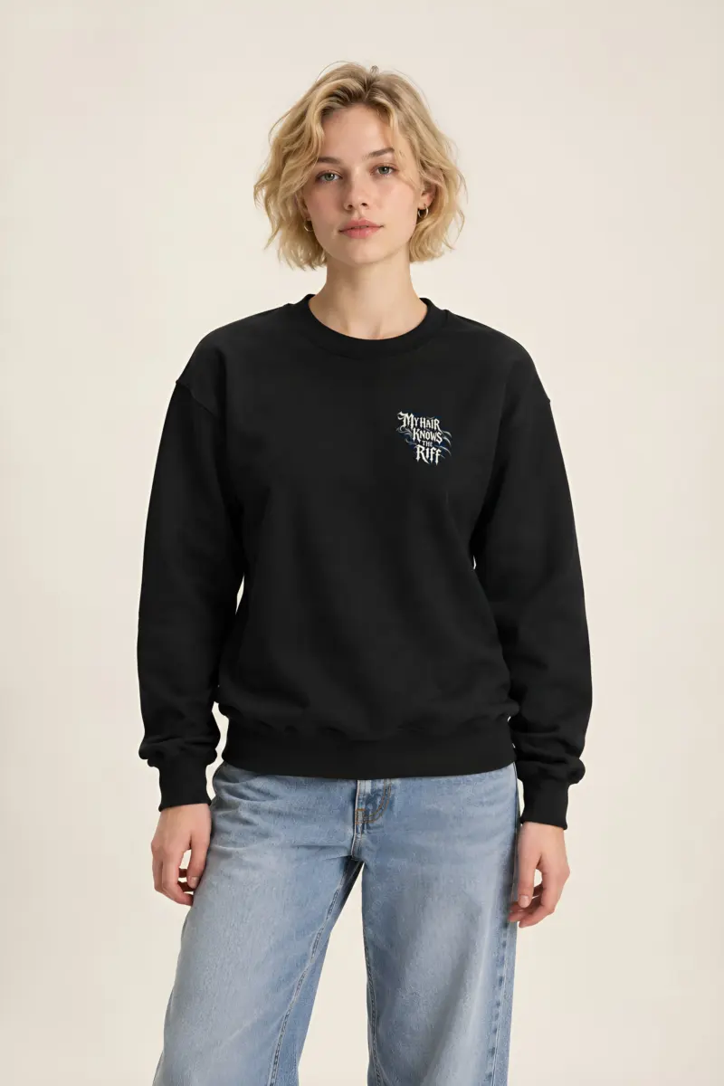 "My Hair Knows the Riff" Heavy Blend Unisex Crewneck Sweatshirt
