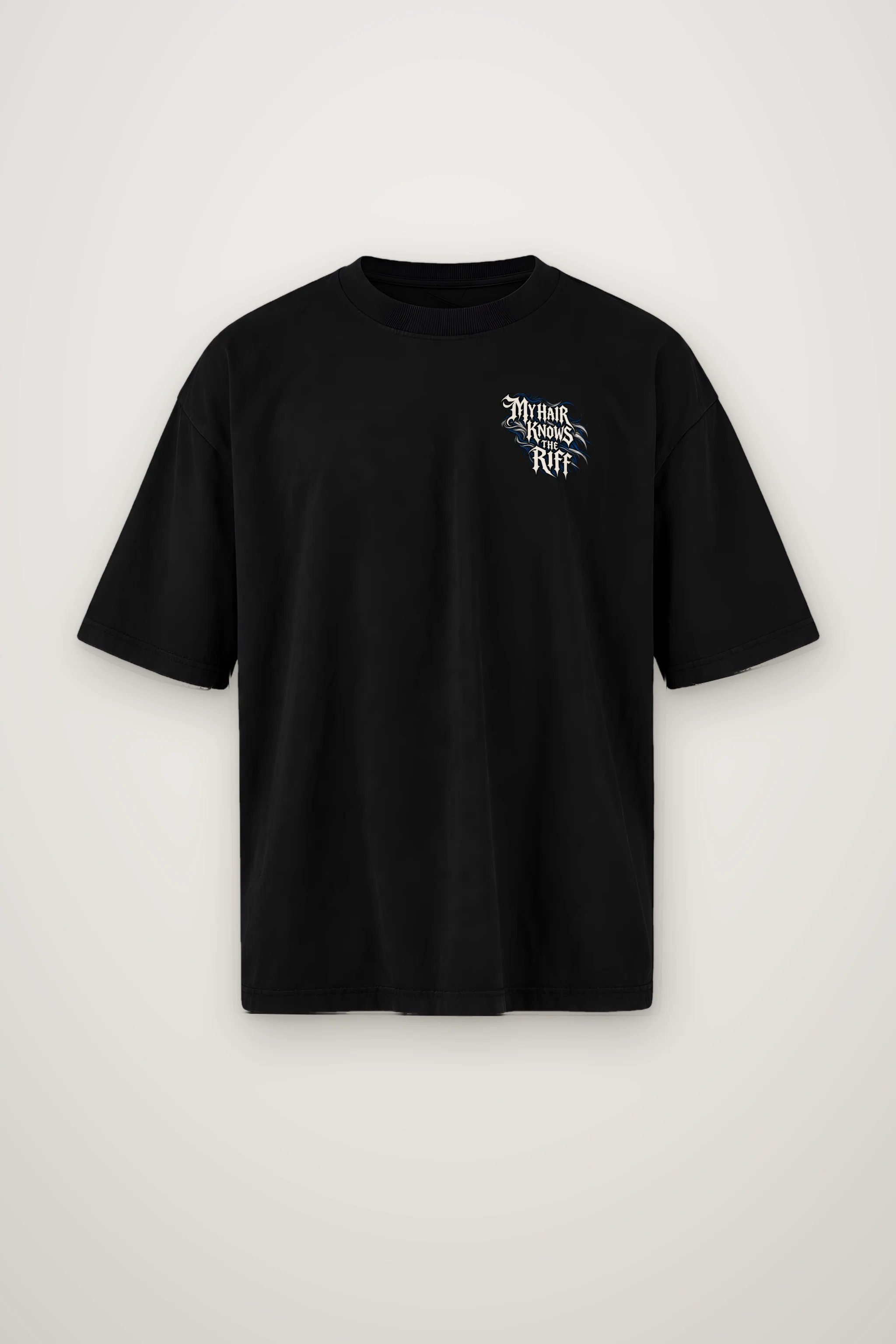 "My Hair Knows the Riff" Men's Oversized Heavyweight Crewneck T-Shirt