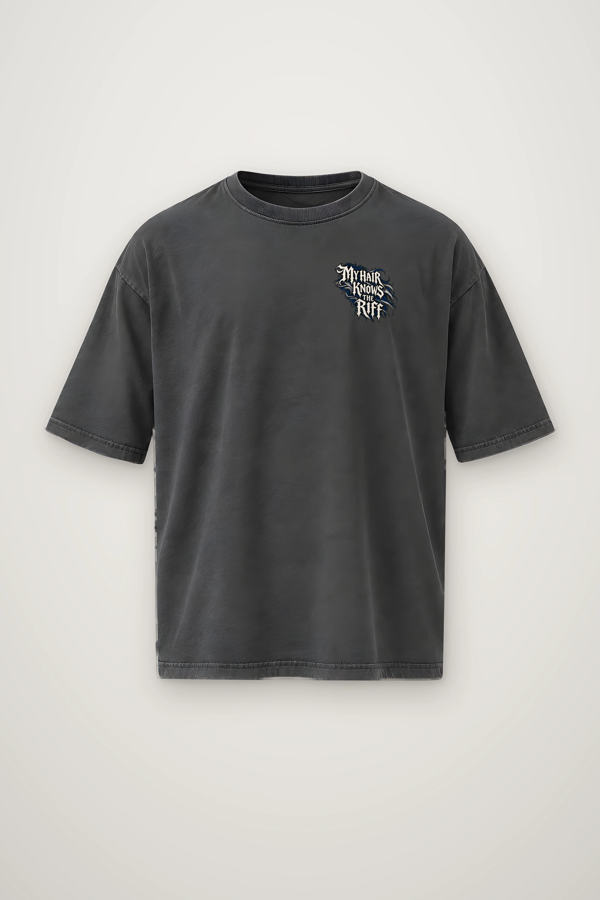 "My Hair Knows the Riff" Men's Oversized Heavyweight Crewneck T-Shirt