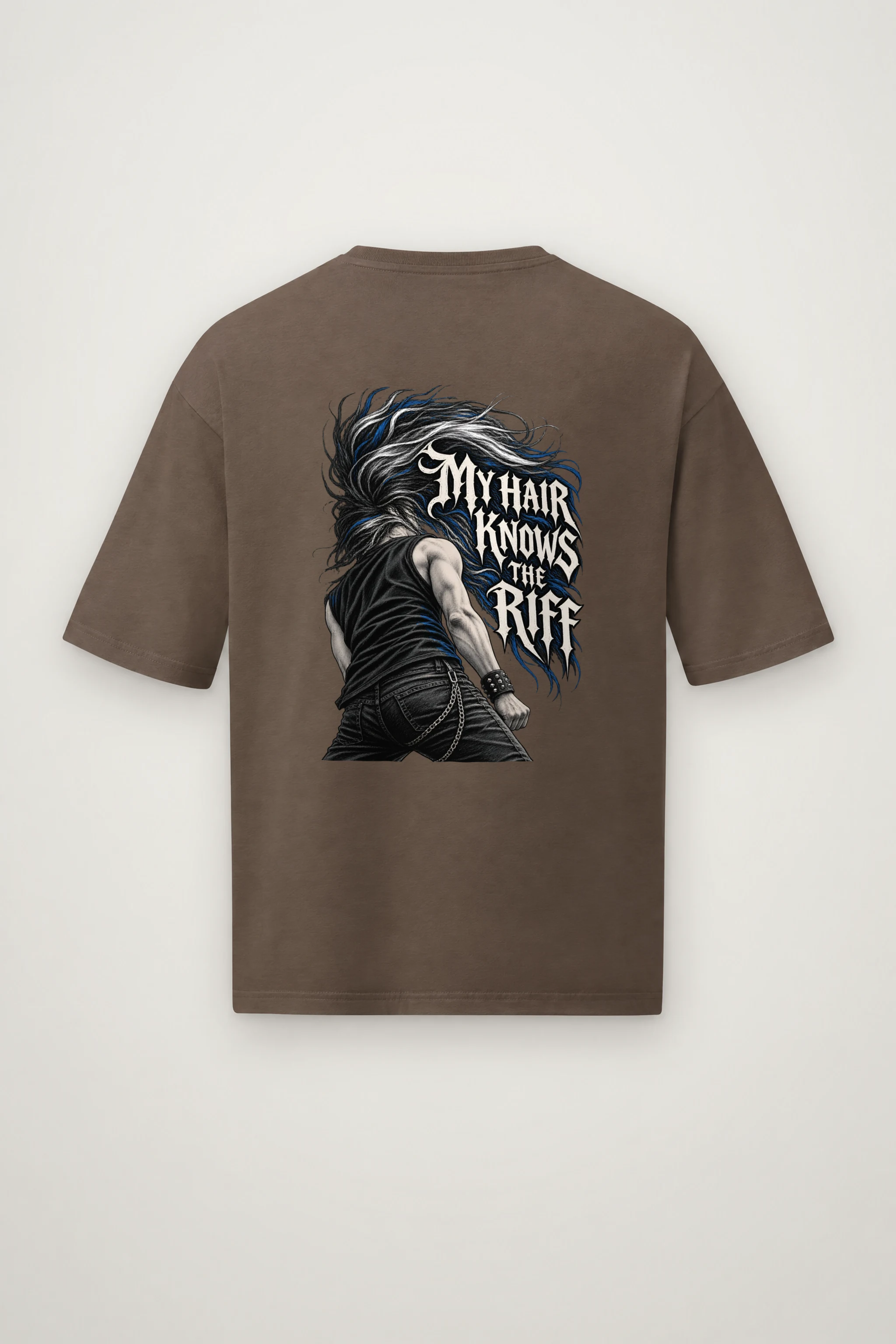 "My Hair Knows the Riff" Men's Oversized Heavyweight Crewneck T-Shirt