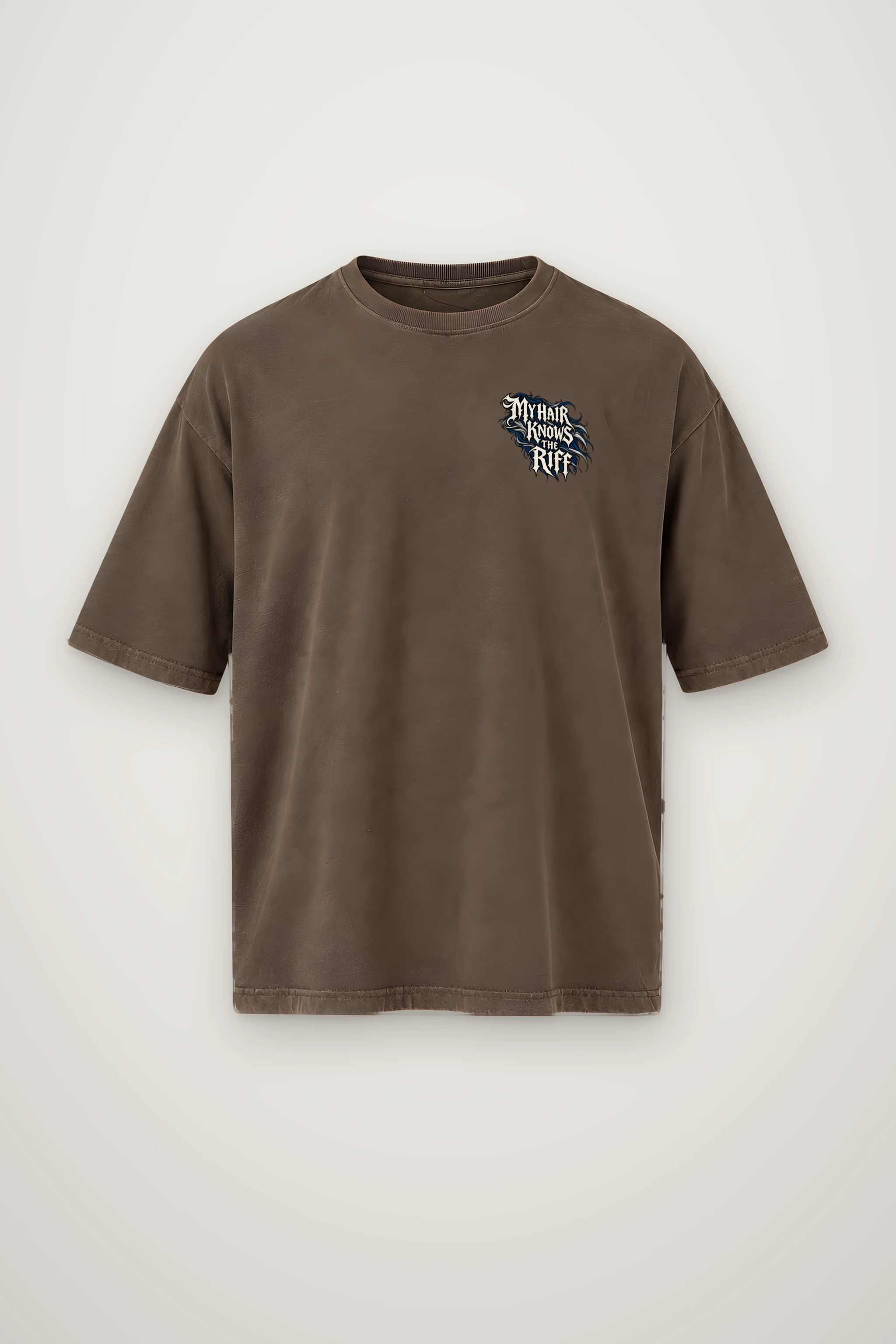 "My Hair Knows the Riff" Men's Oversized Heavyweight Crewneck T-Shirt