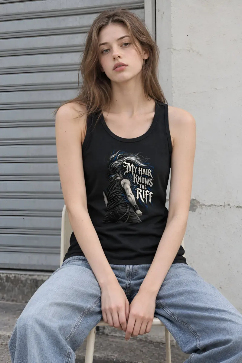 “My Hair Knows the Riff” Unisex Jersey Tank