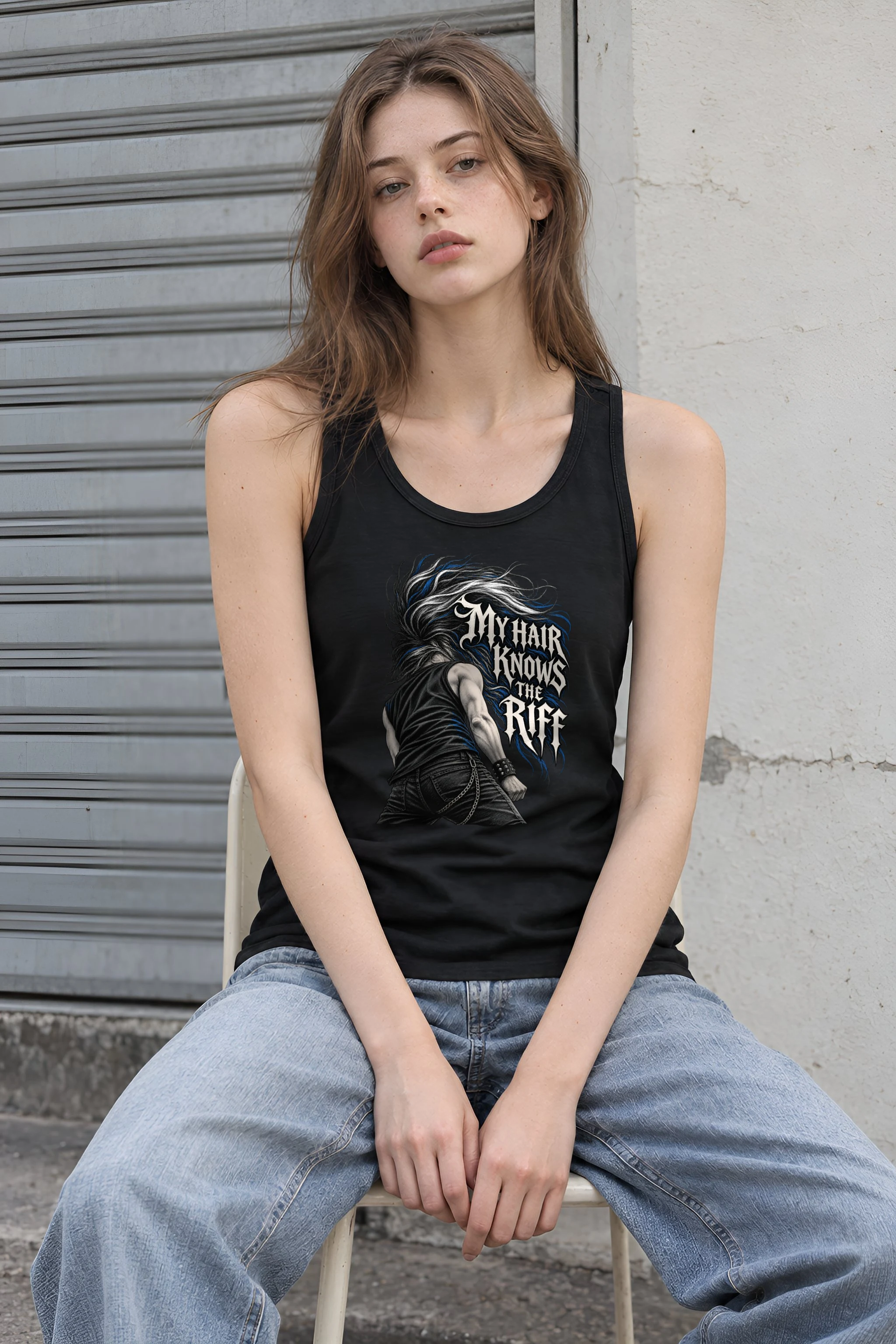"My Hair Knows the Riff" Unisex Jersey Tank
