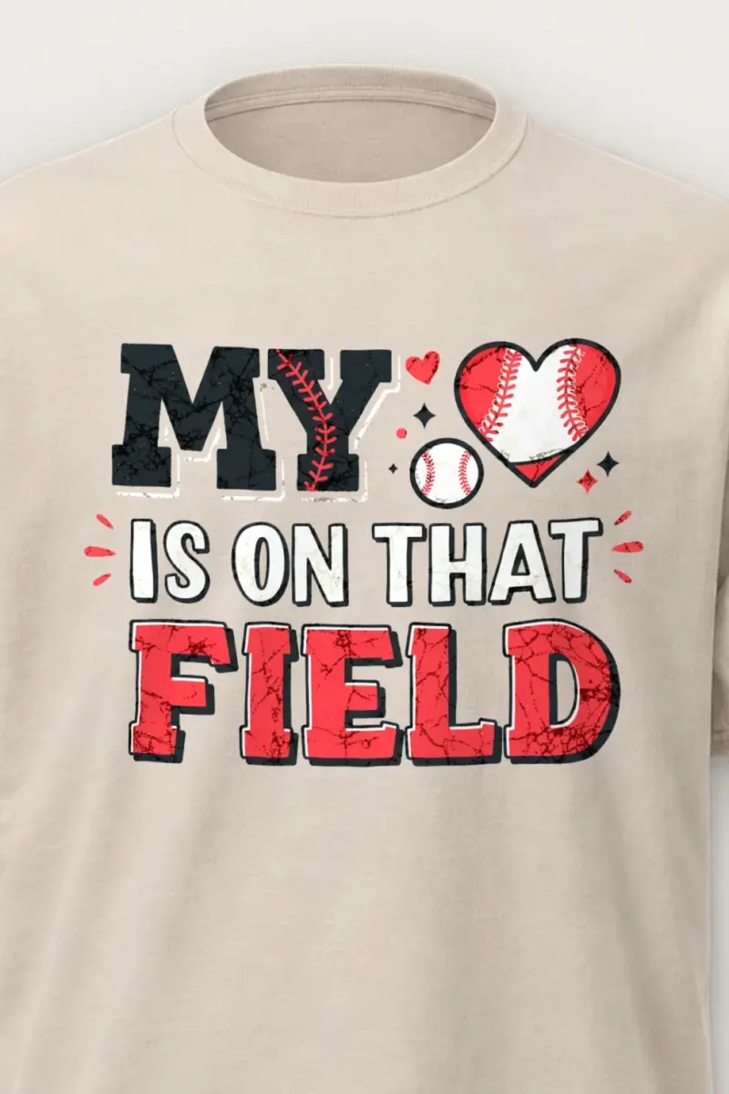 "My Heart Is On That Field" Heavyweight Unisex Crewneck T-shirt