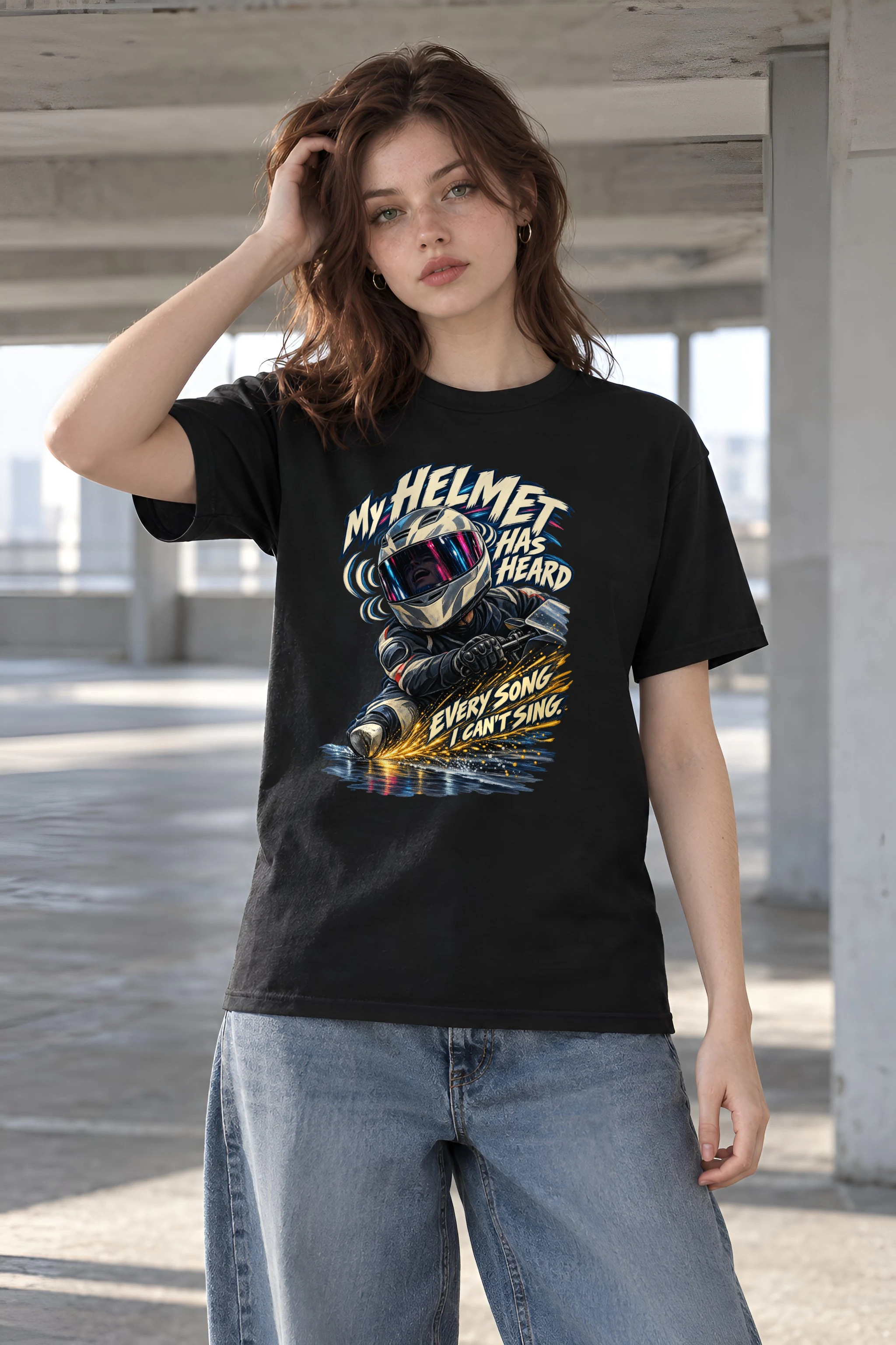 "My Helmet Has Heard" Heavyweight Unisex Crewneck T-shirt