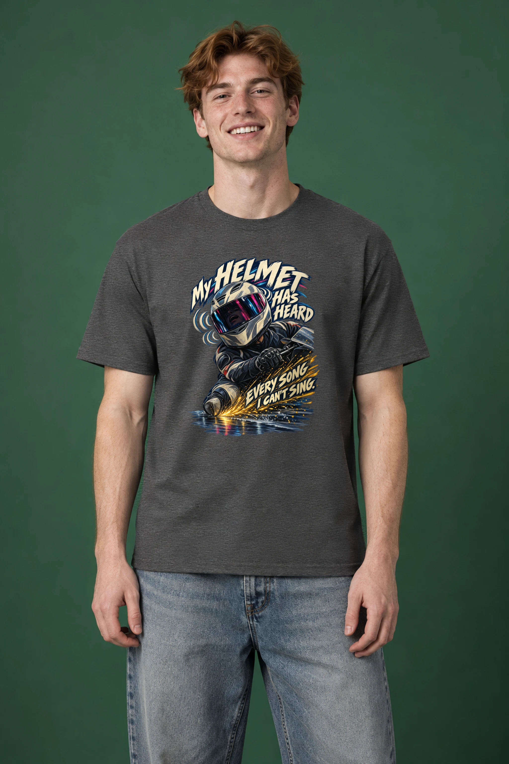 "My Helmet Has Heard" Heavyweight Unisex Crewneck T-shirt