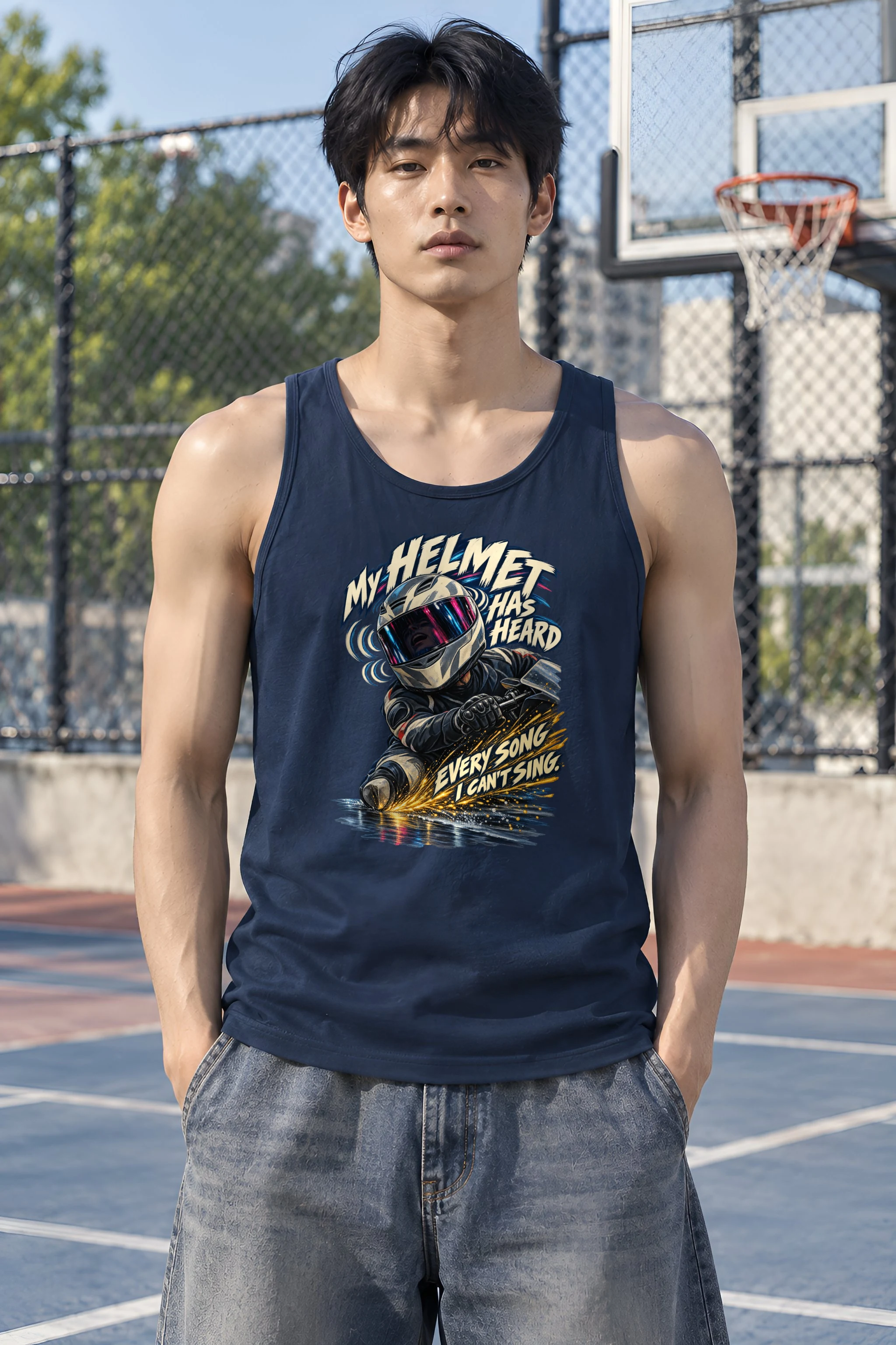 "My Helmet Has Heard" Unisex Jersey Tank