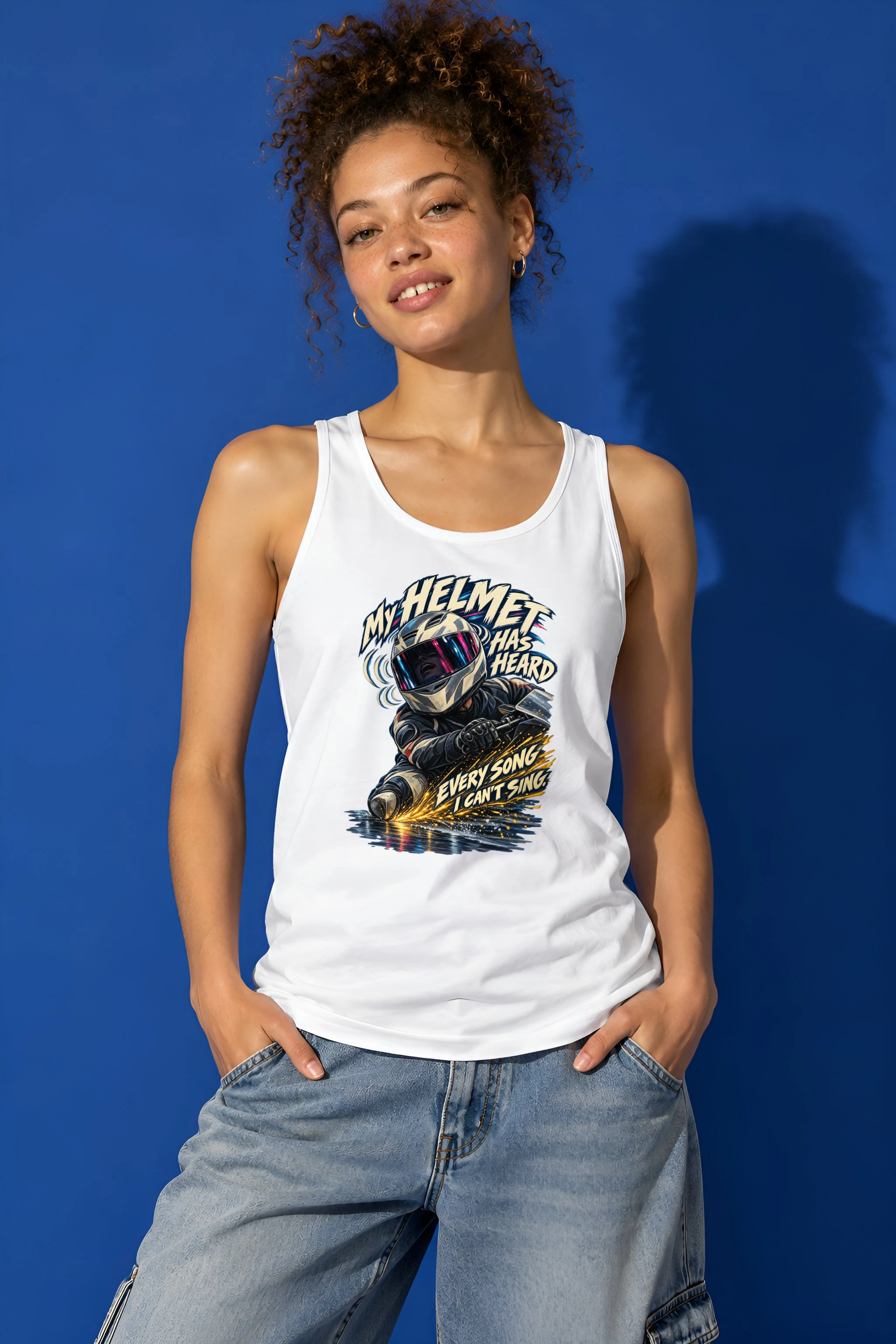 "My Helmet Has Heard" Unisex Jersey Tank