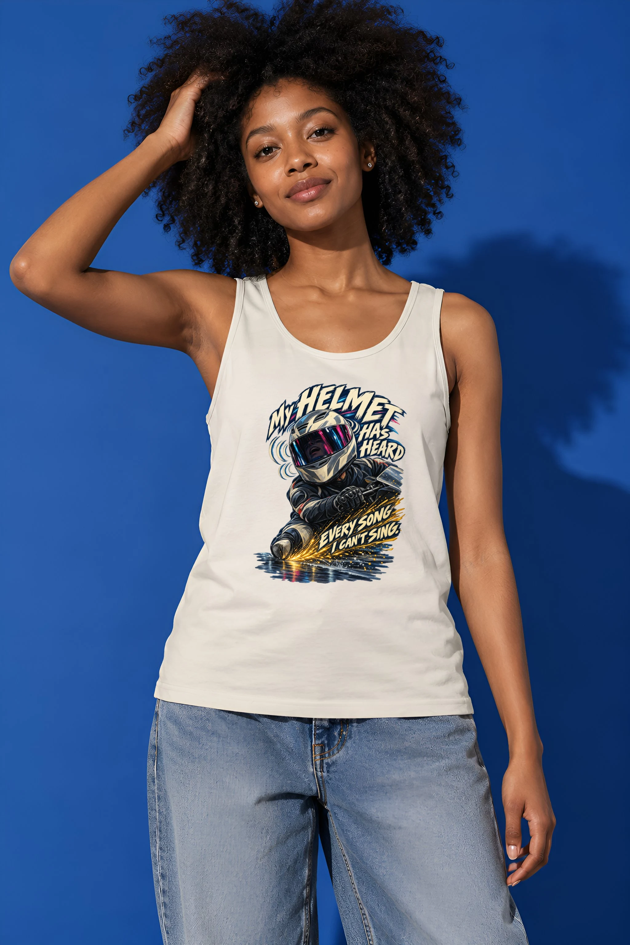 "My Helmet Has Heard" Unisex Jersey Tank