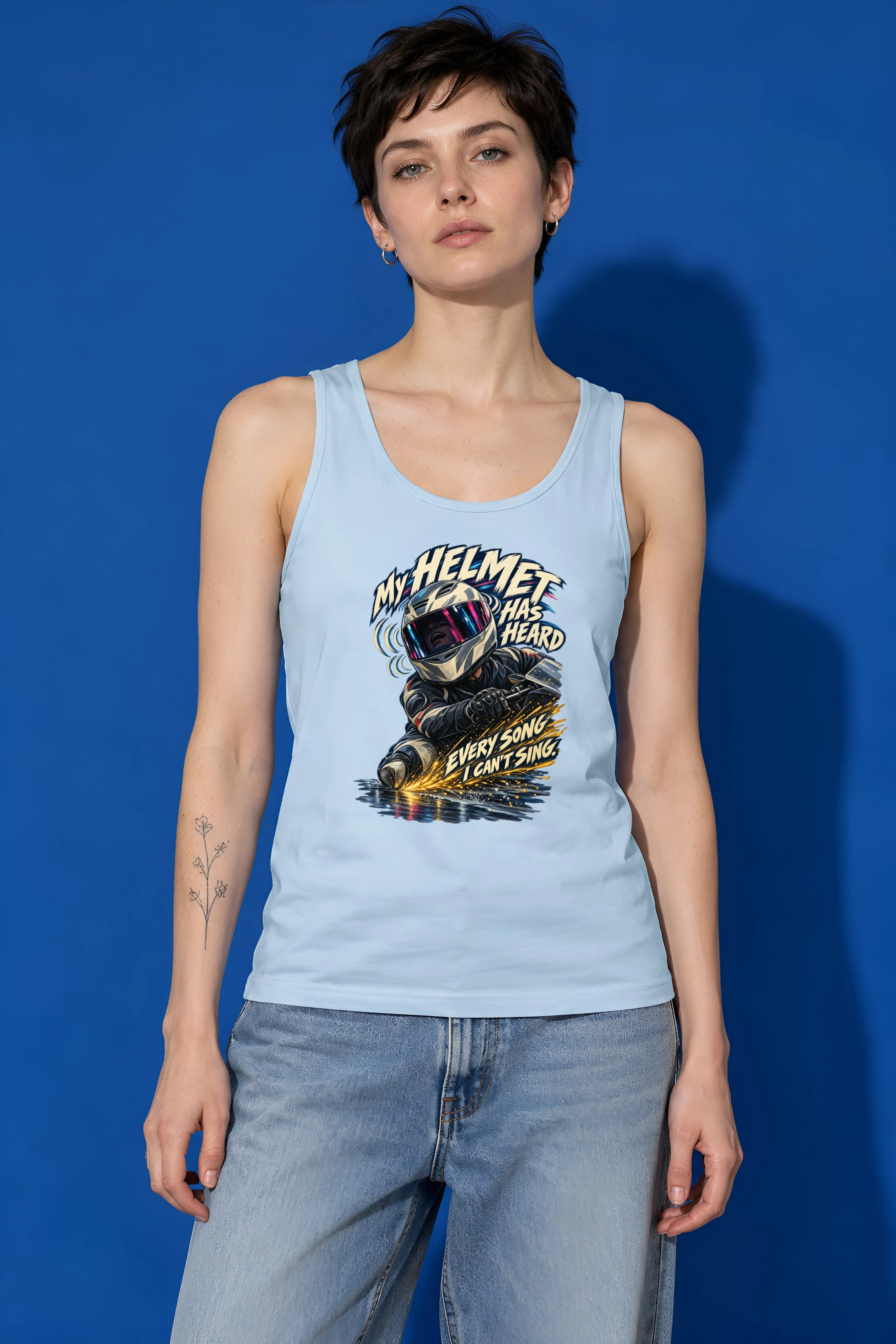 "My Helmet Has Heard" Unisex Jersey Tank