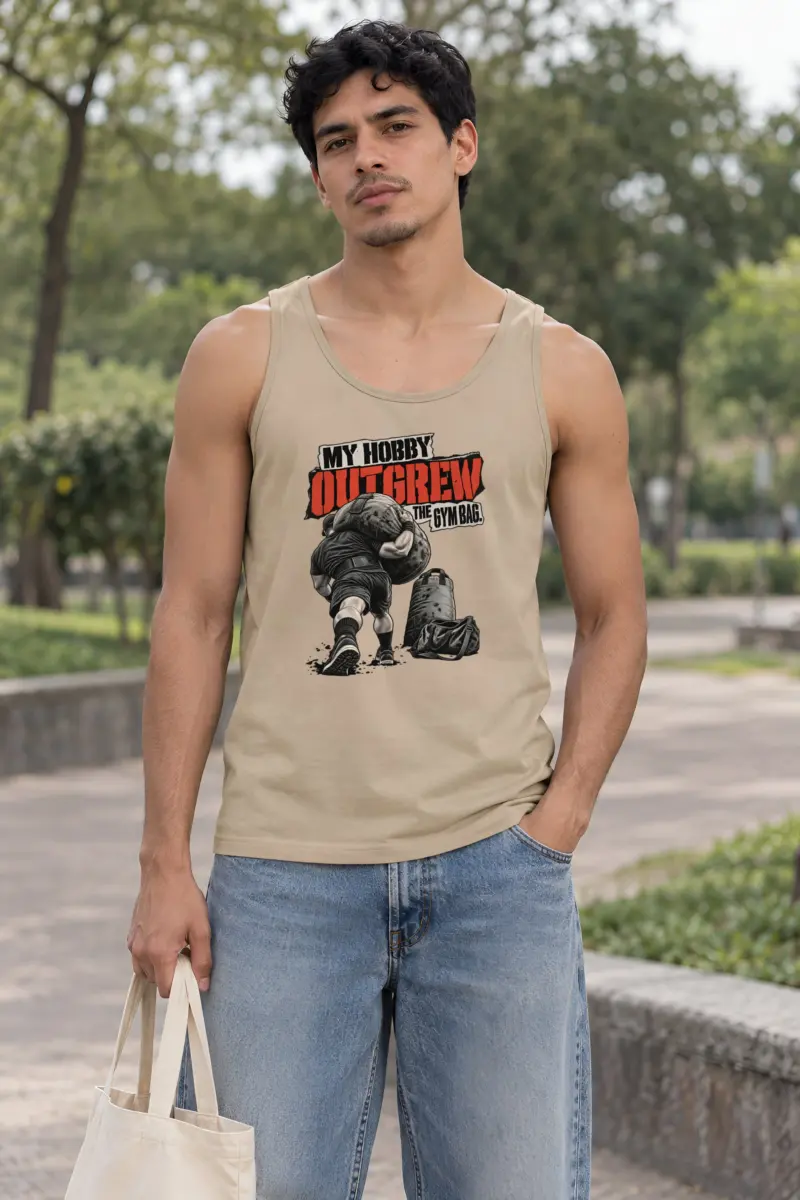 “My Hobby Outgrew The Gym Bag” Unisex Jersey Tank