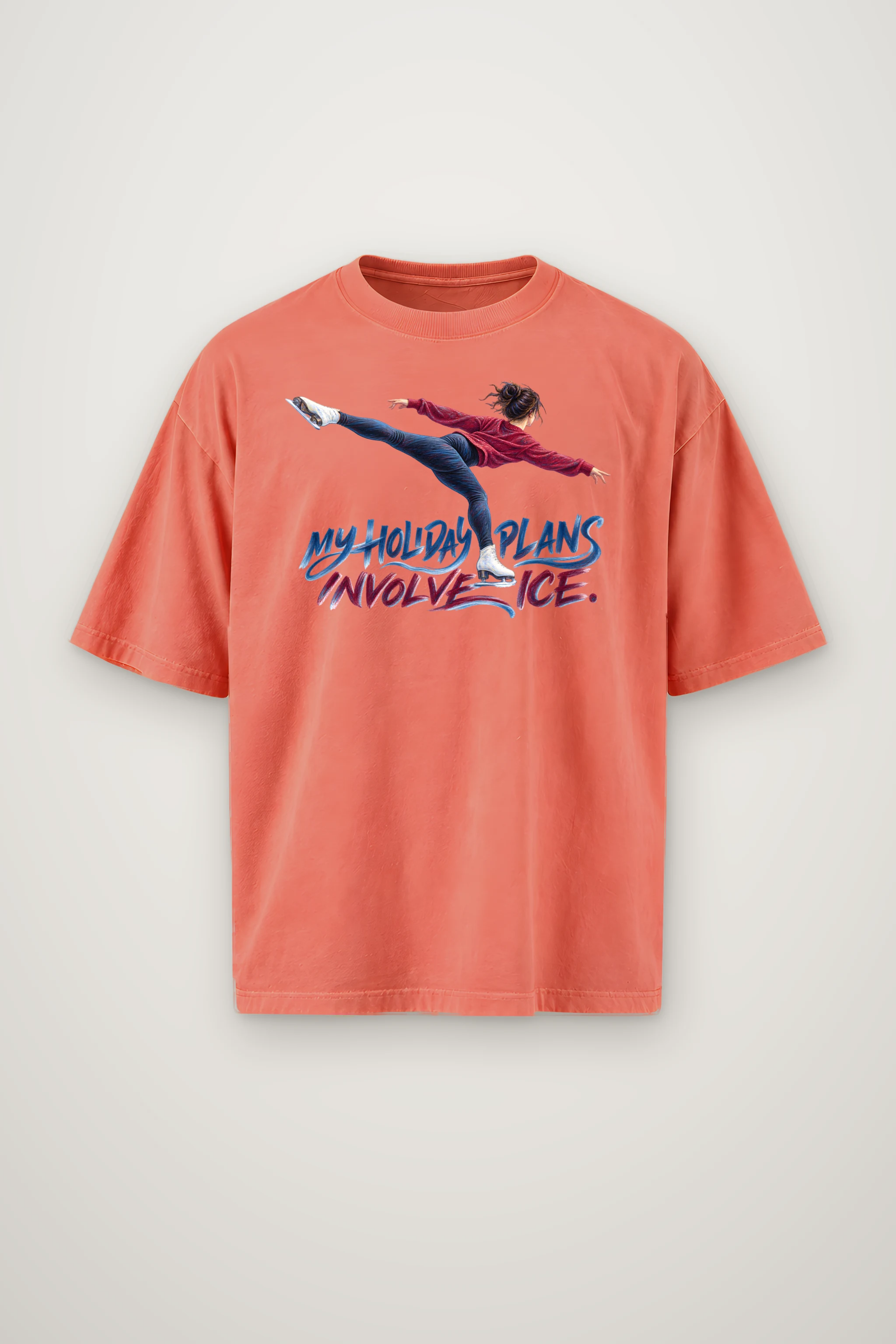 "My Holiday Plans Involve Ice" Men's Oversized Heavyweight Crewneck T-Shirt
