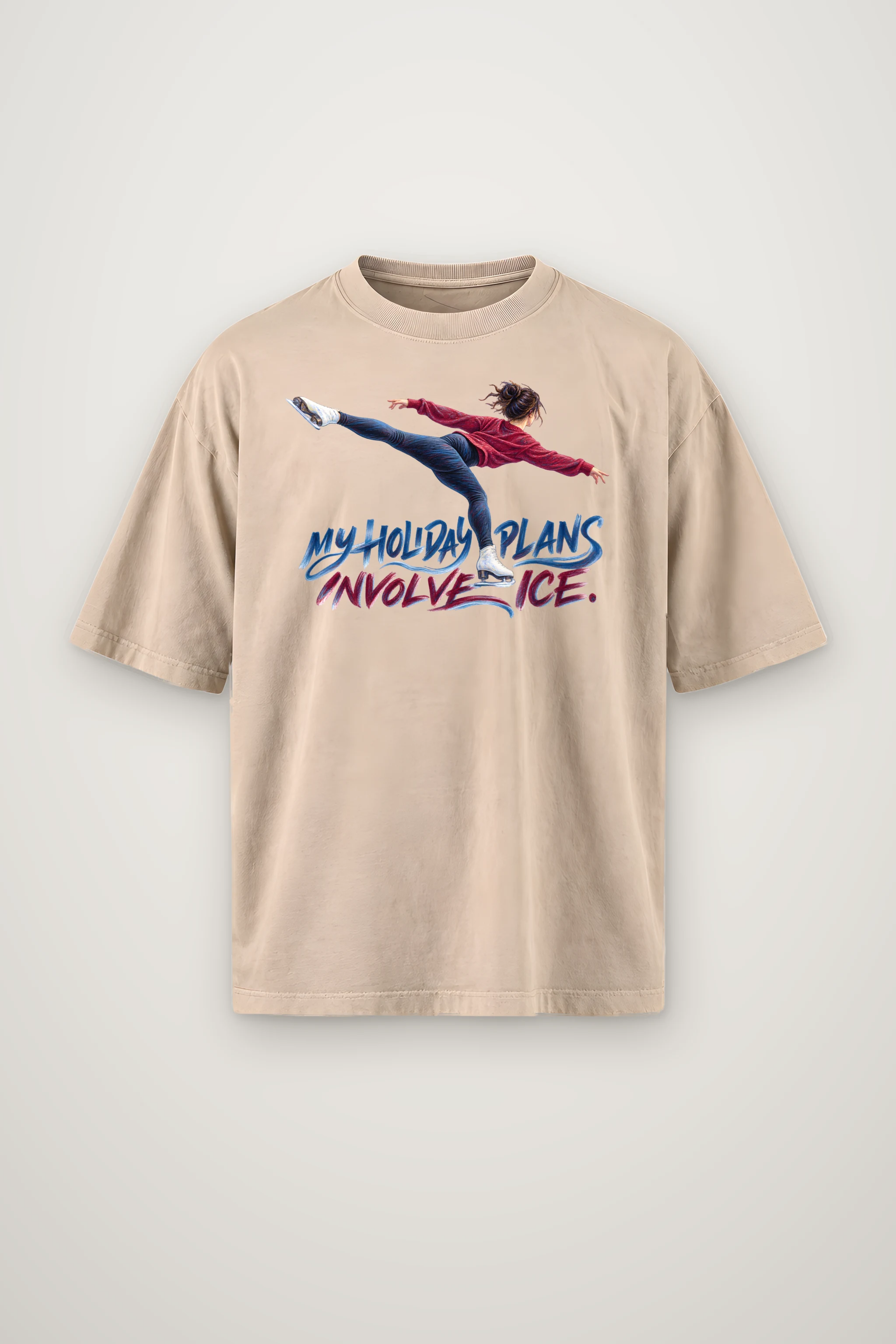 "My Holiday Plans Involve Ice" Men's Oversized Heavyweight Crewneck T-Shirt