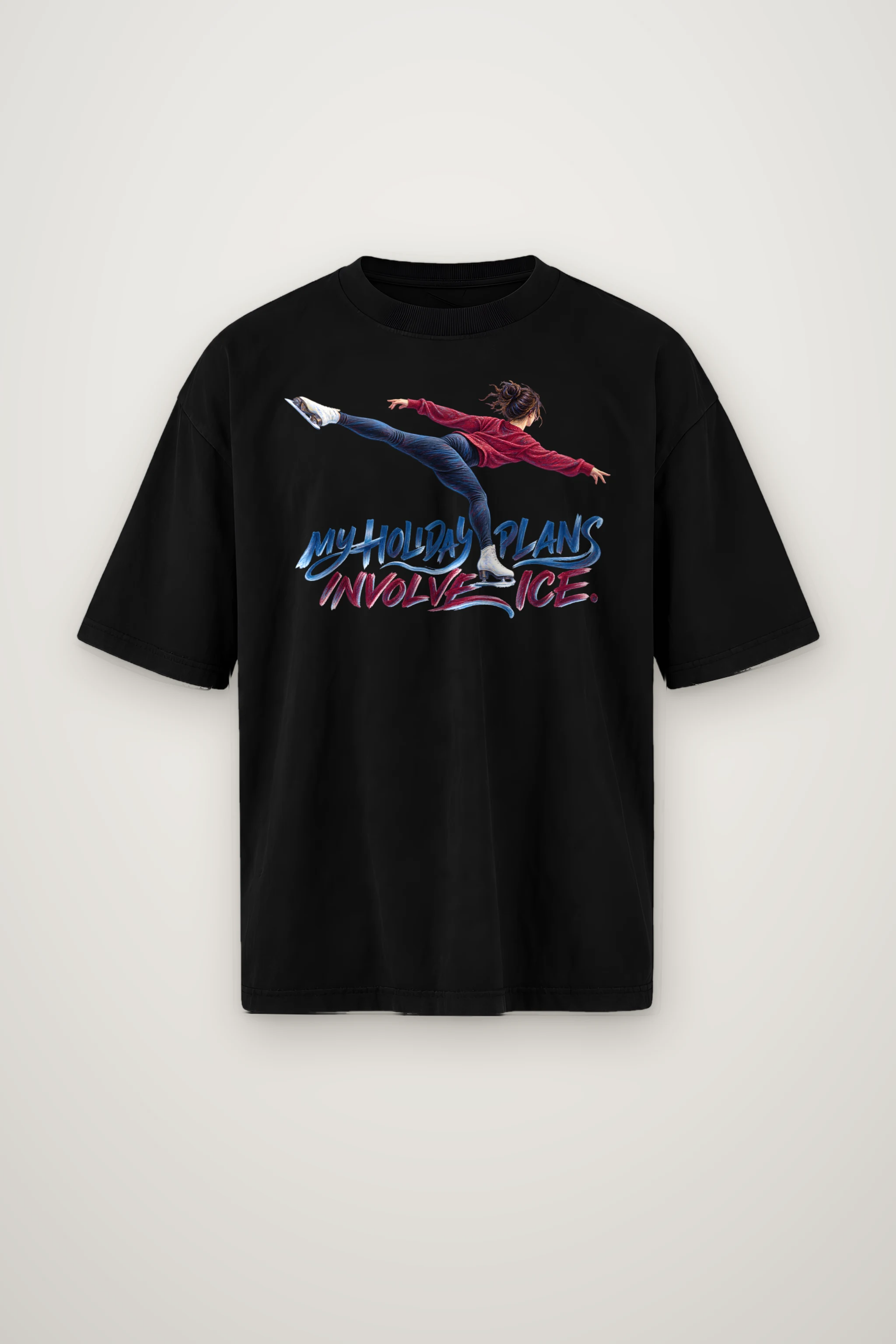 "My Holiday Plans Involve Ice" Men's Oversized Heavyweight Crewneck T-Shirt
