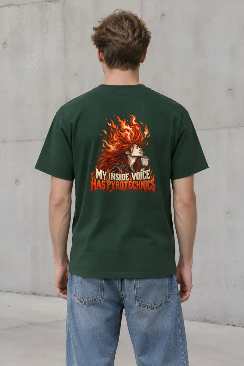 “My Inside Voice Has Pyrotechnics” Heavyweight Unisex Crewneck T-shirt